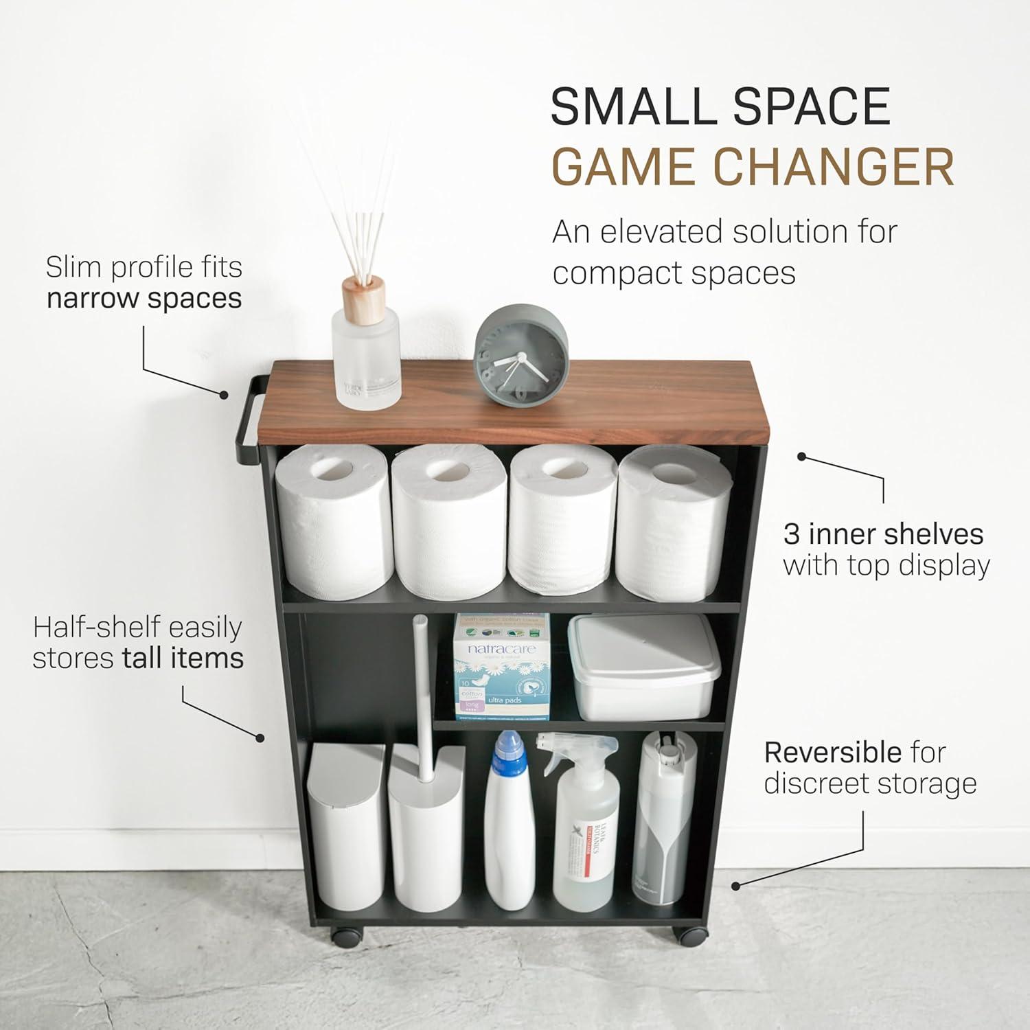 Yamazaki Slim Rolling Bathroom Cart with Handle