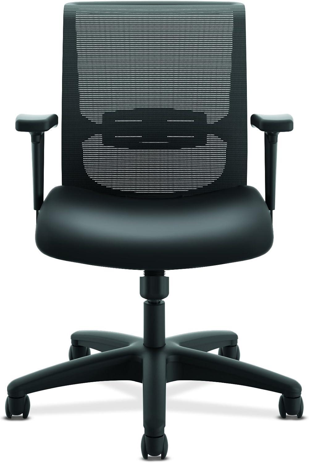 Black Vinyl Mesh Mid-Back Swivel Task Chair