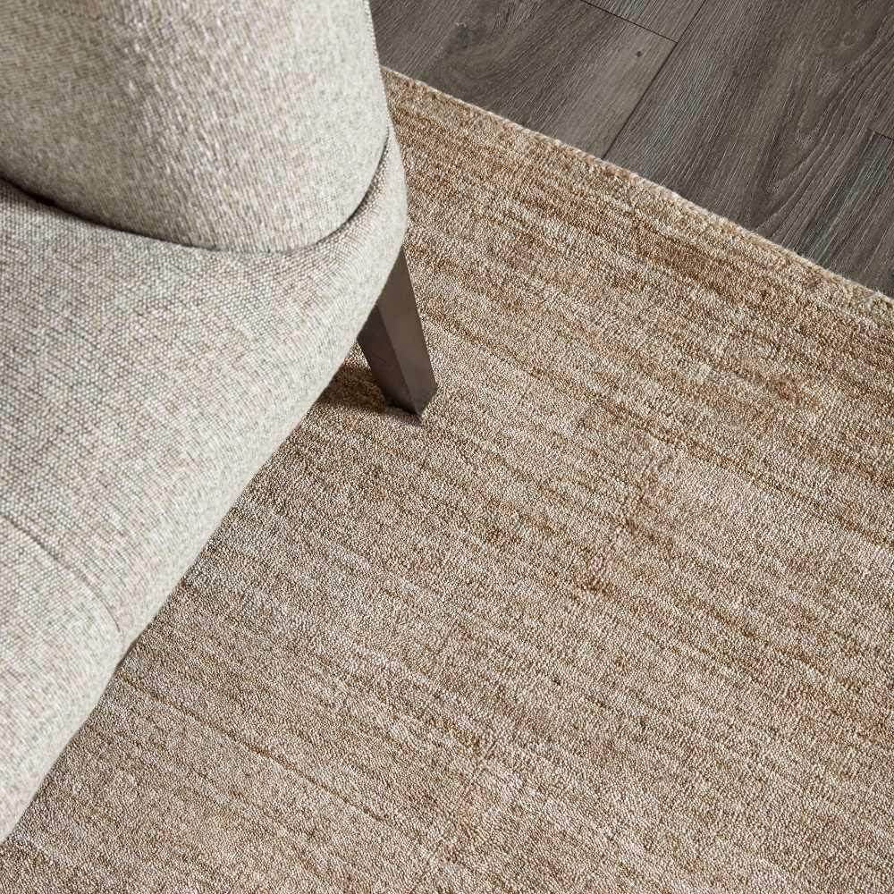 Solo Harbor Hand-Knotted Caramel Stripe Wool-Viscose 9' x 12' Area Rug