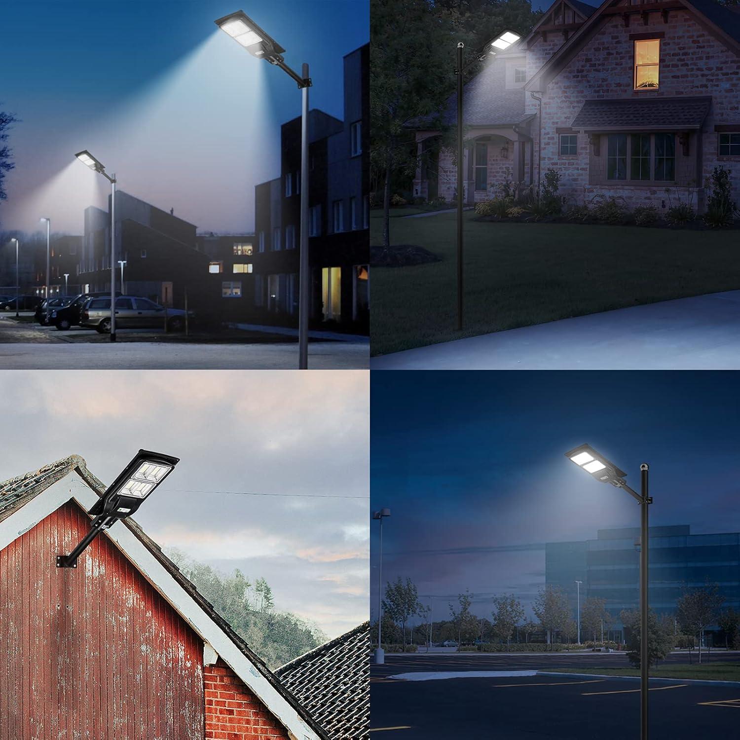 LANGY Solar Street Light 12000 Lumens,240PCS LED, 18000 mAH Battery, High Lumens LED Solar Power Street Lamp Outdoor Dusk to Dawn for Parking Lot, Yard, Garage and Garden