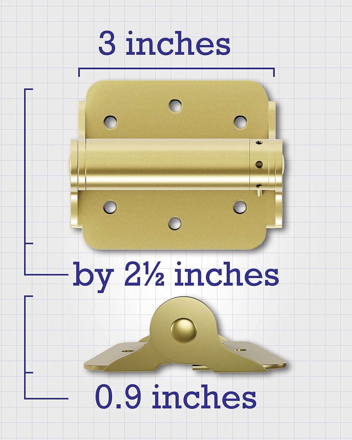 Hillman Group 851598 Carded - Adjustable Spring Door Hinges, Brass Plated - 3 in.