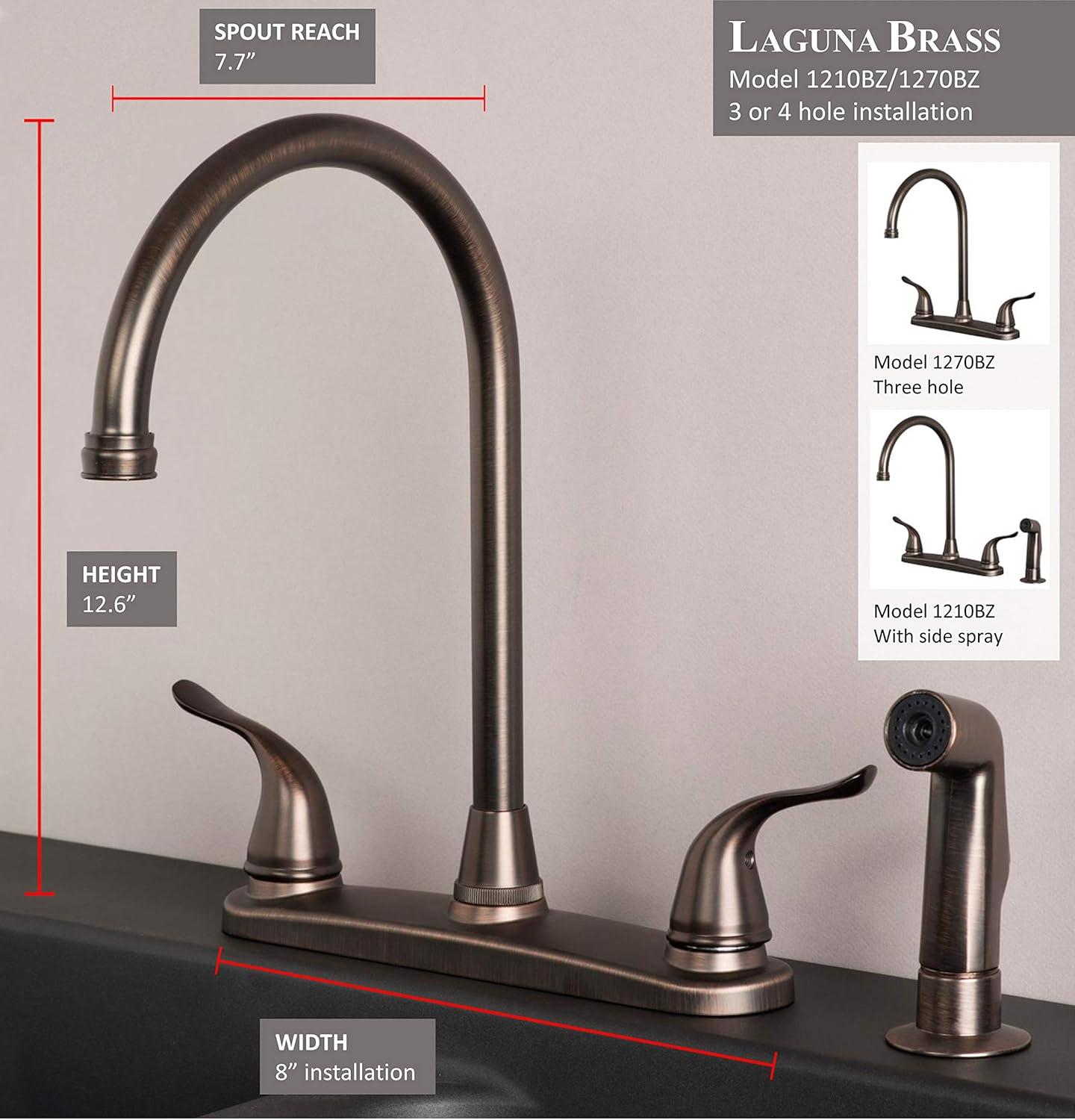 Bronze High Arc Deck Mount Kitchen Faucet with Side Sprayer