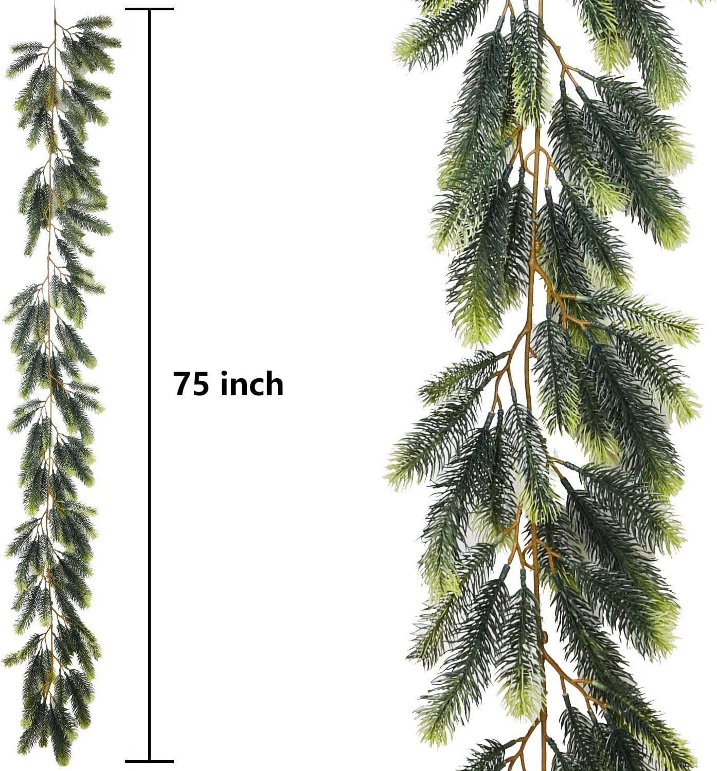 6Ft Artificial Pine Christmas Garland Winter Greenery Garland for Holiday Season Mantel Fireplace Table Runner Centerpiece Décor