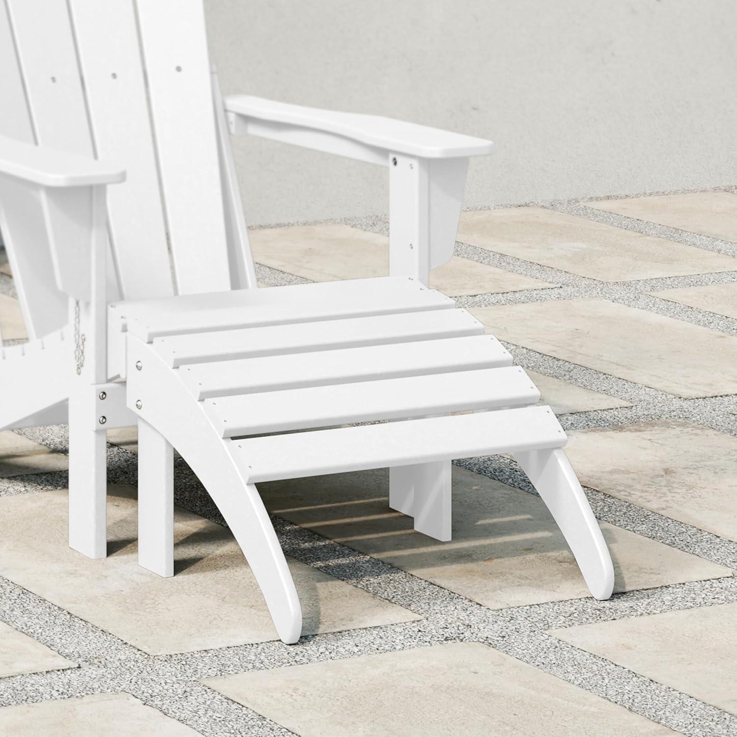 WestinTrends All-Weather Outdoor Patio Poly Adirondack Ottoman Footrest, White