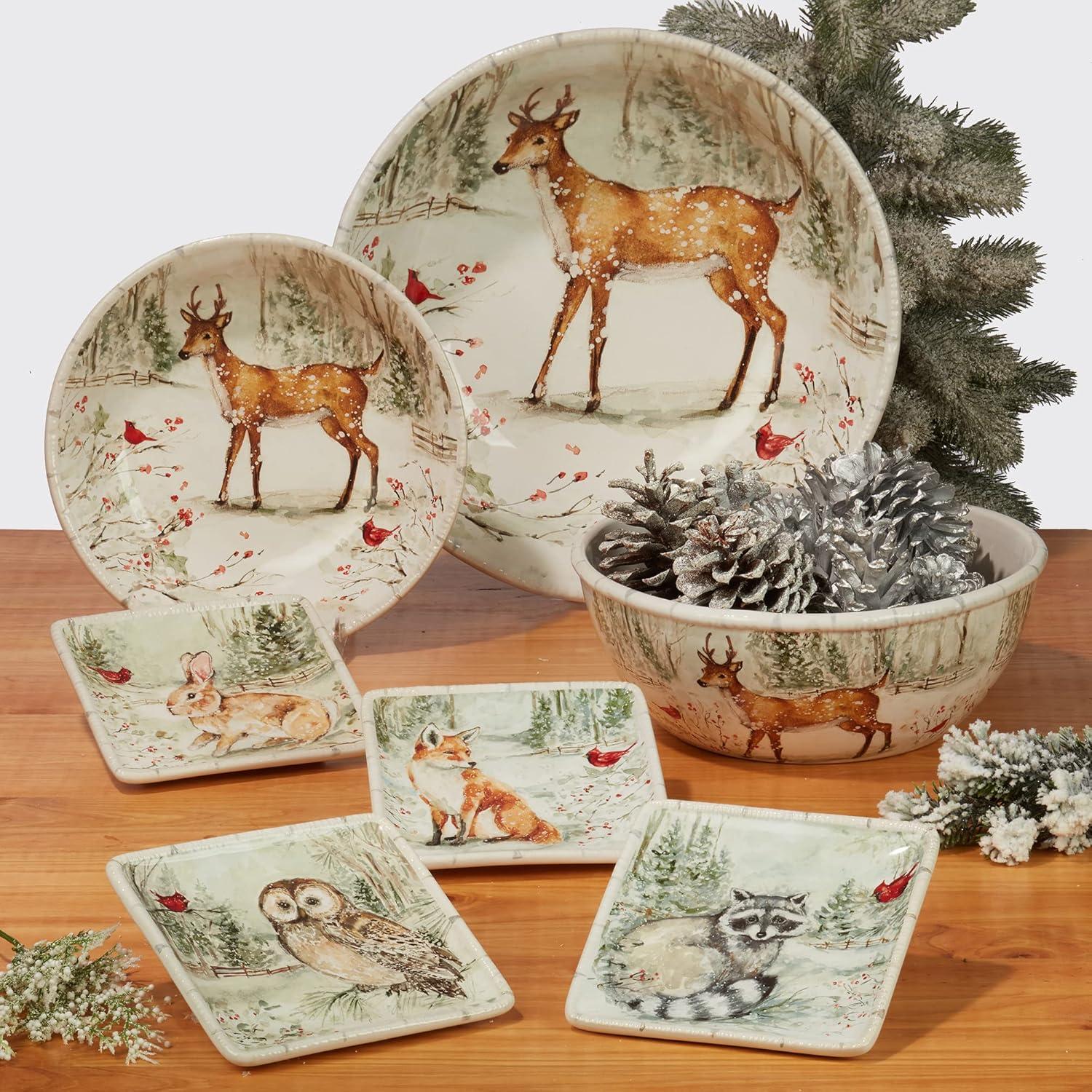 Winter's Walk Multicolor Ceramic 16-Piece Dinnerware Set