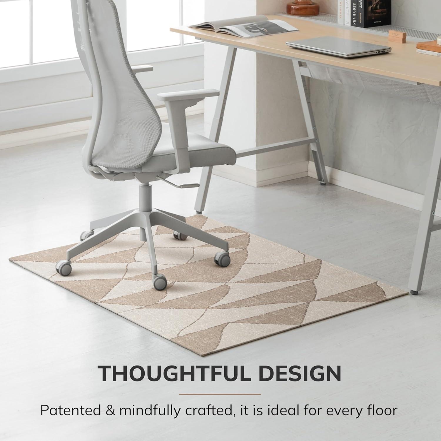 Beige and Light Brown PVC Anti-Slip Chair Mat