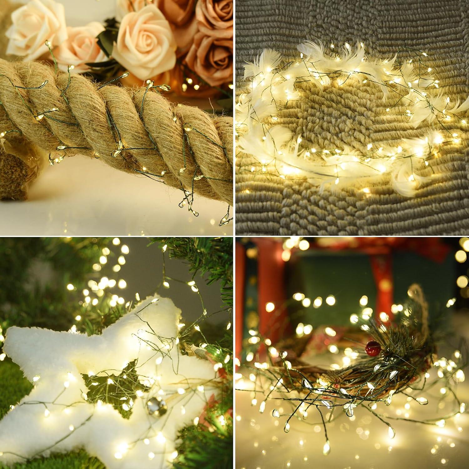 Dailyart 6feet 120 LED Starry Lights, Battery Operated Waterproof Dark Green Copper Wire Fairy Light String Light for Garland, Wreath, Patio, Garden, Wedding, Party, Xmas