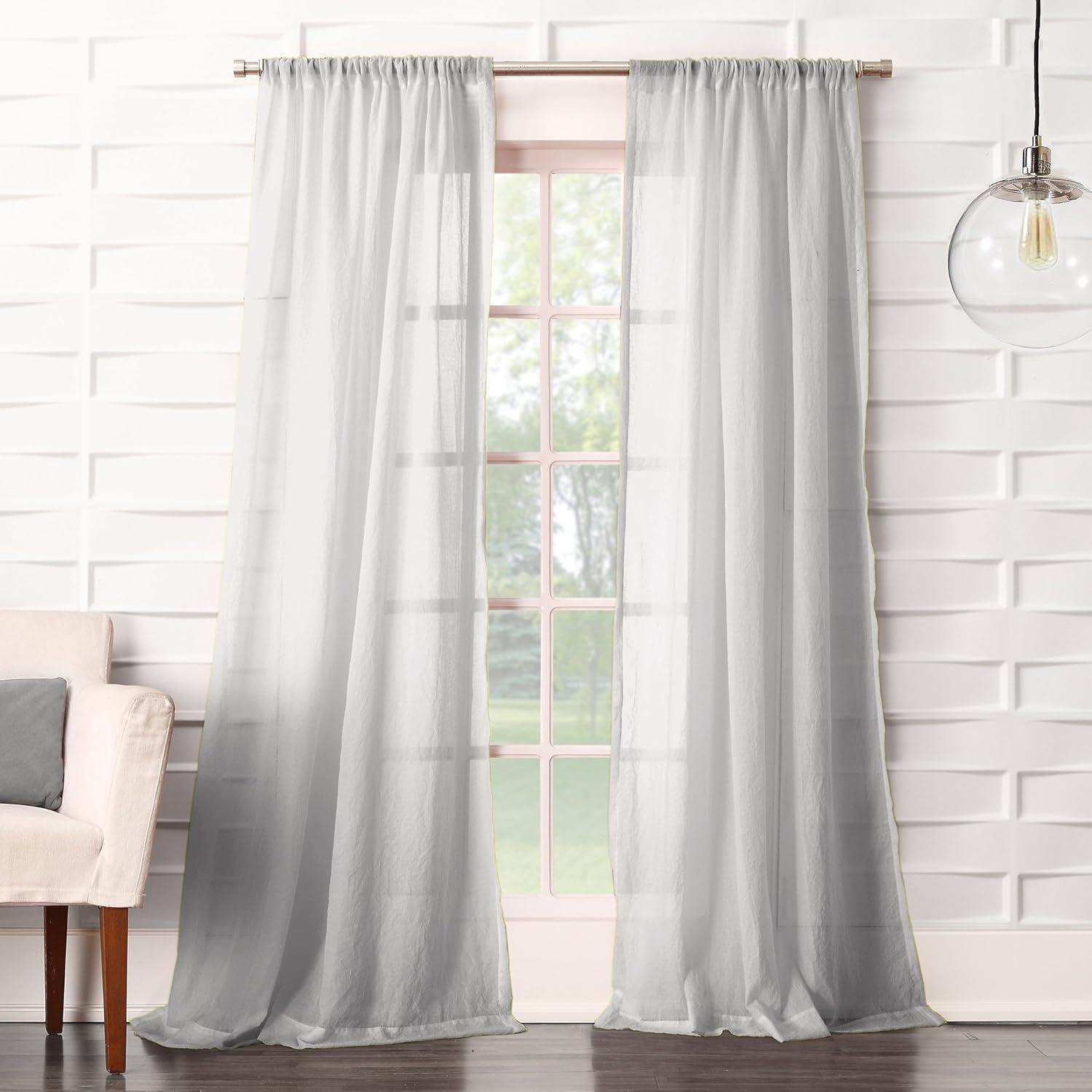 No. 918 Sheer Avril Crushed Texture Rod Pocket Curtain Panel