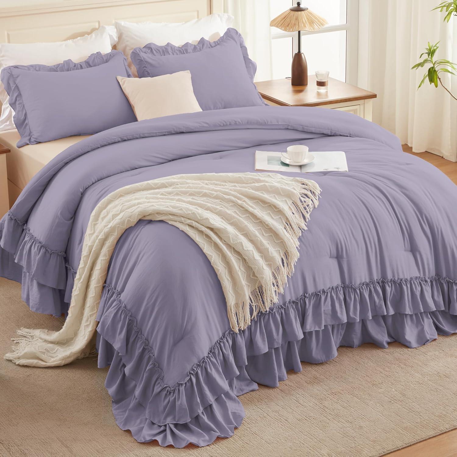 Bedding Comforter Set Grayish Purple - 3 Piece - Full