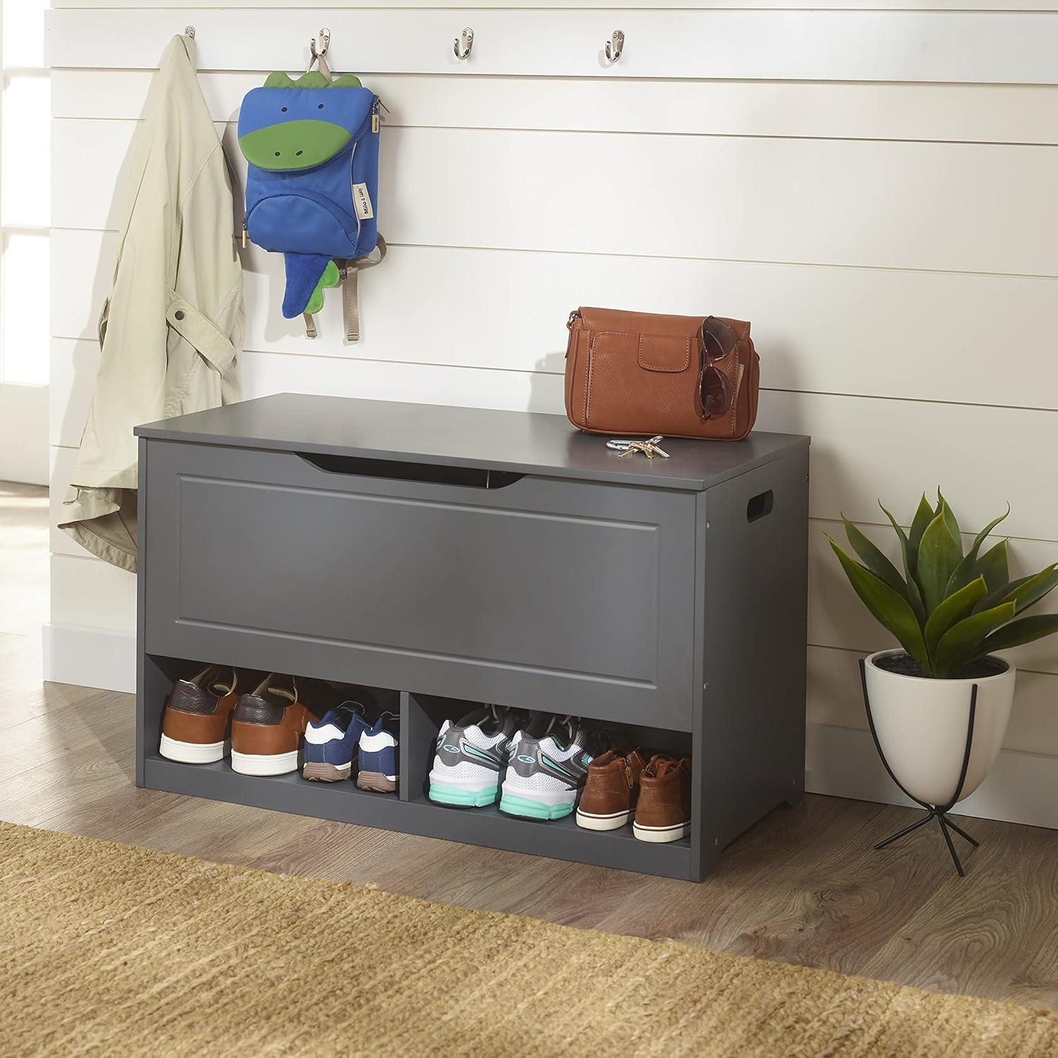 Badger Basket Kid's Up and Down Toy Box and Storage Bench 3.8 Cu ft. - Charcoal