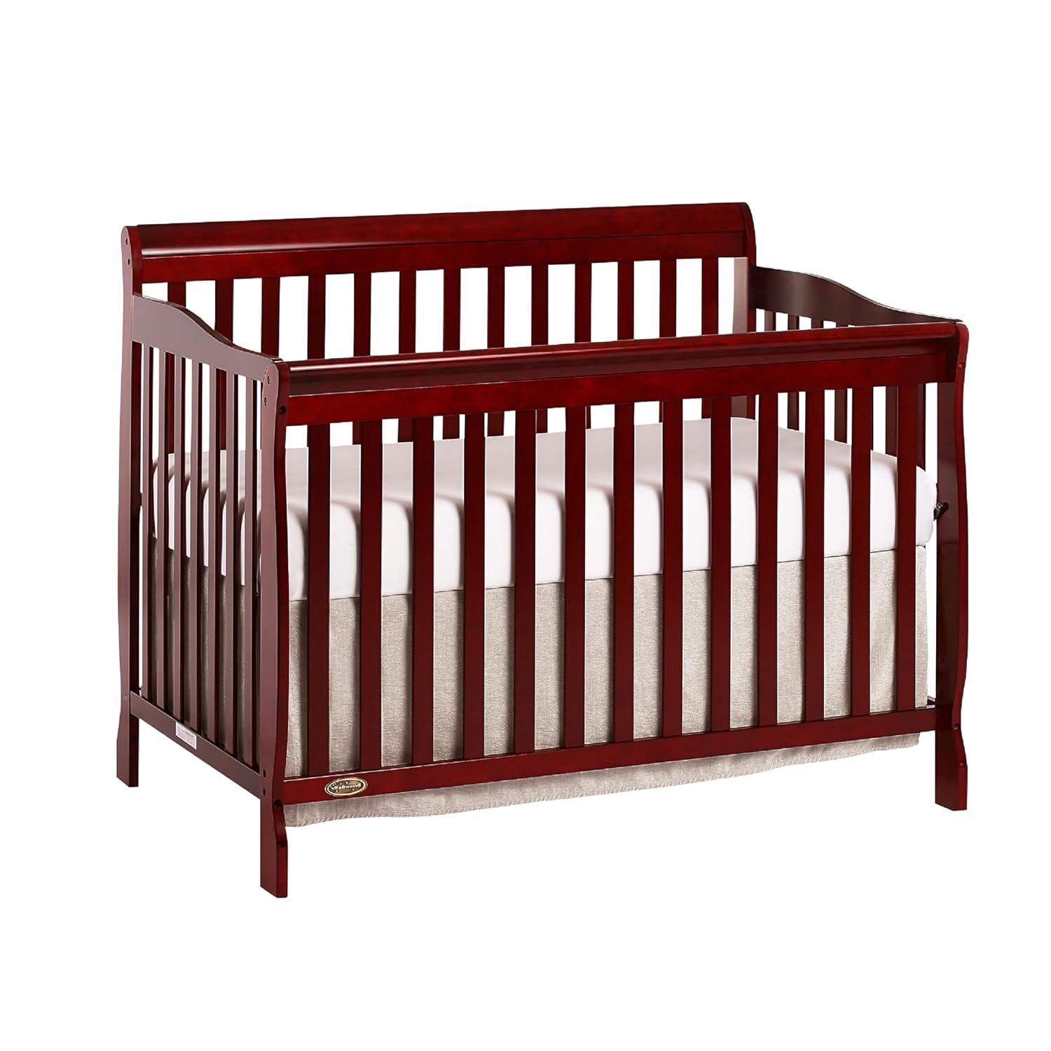 Cherry Pinewood 4-in-1 Convertible Crib with Adjustable Mattress