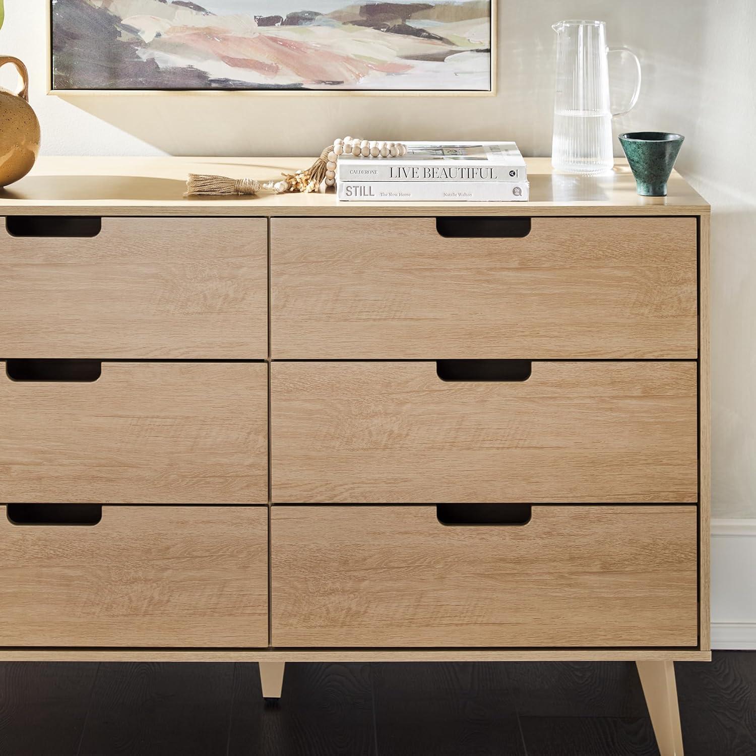 Walker Edison Modern 6-Drawer Dresser with Cut-Out Handles, Riviera