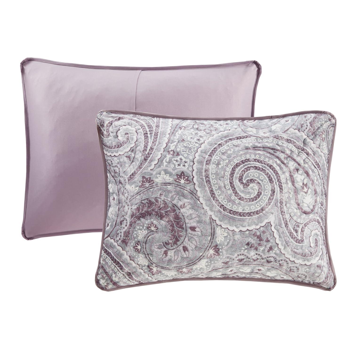 Comfort Spaces Queen Quilt Set, Reversible 3-Piece Quilt Set Set for All Season, Lightweight, Purple, Full/Queen