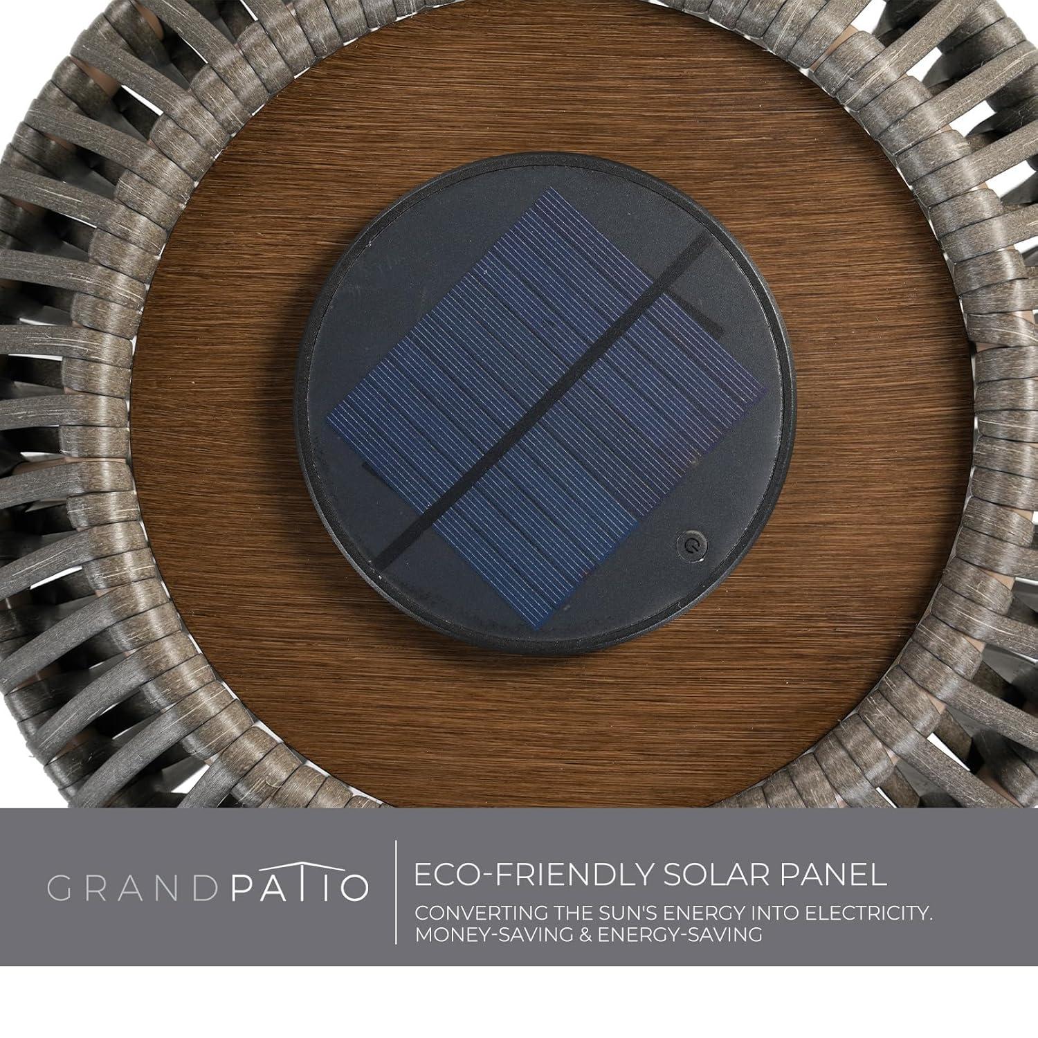 Decorative Light With Brown Wicker, Integrated LED Solar Lamp For Porch, Garden, Patio, Enjoy Eco-Friendly Illumination, Baffin Taupe
