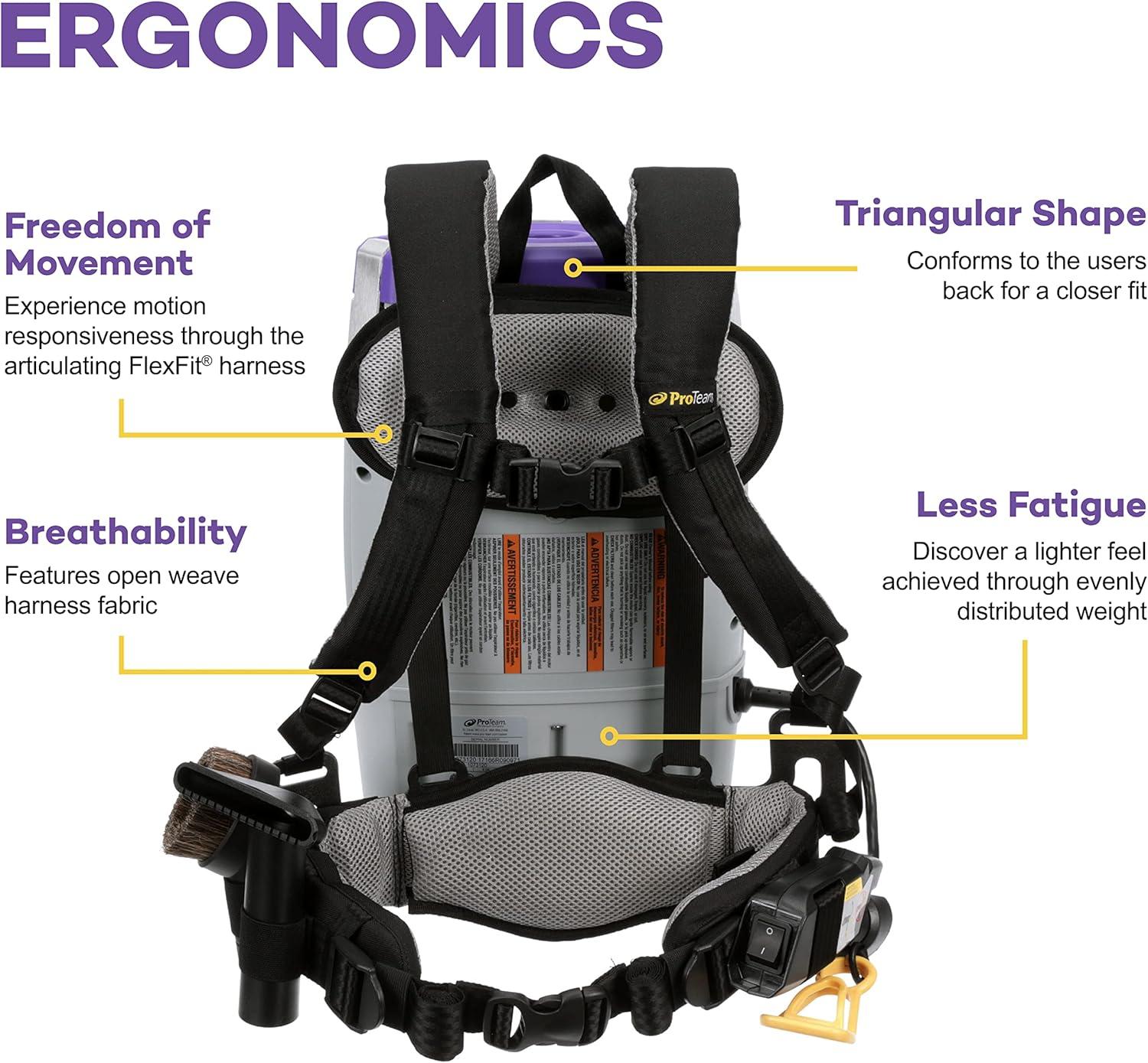 ProTeam Super Coach Pro 6 Backpack Vacuum Gray/Purple (107310)