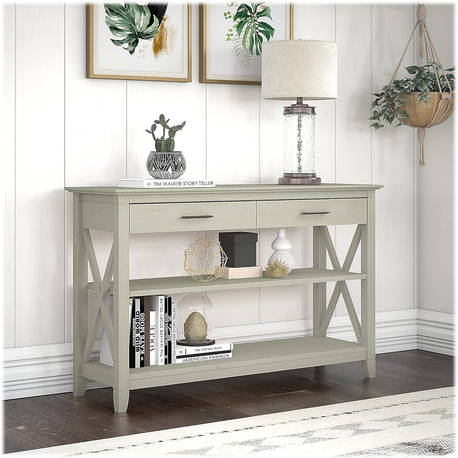 Bush Furniture Key West Console Table, Linen White Oak