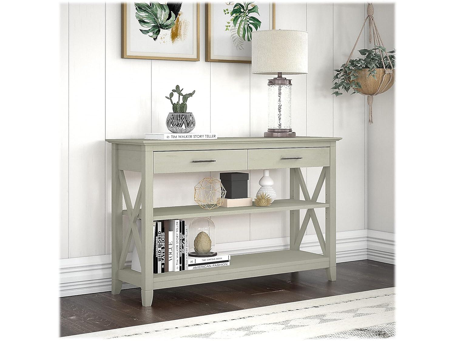 Bush Furniture Key West Console Table, Linen White Oak