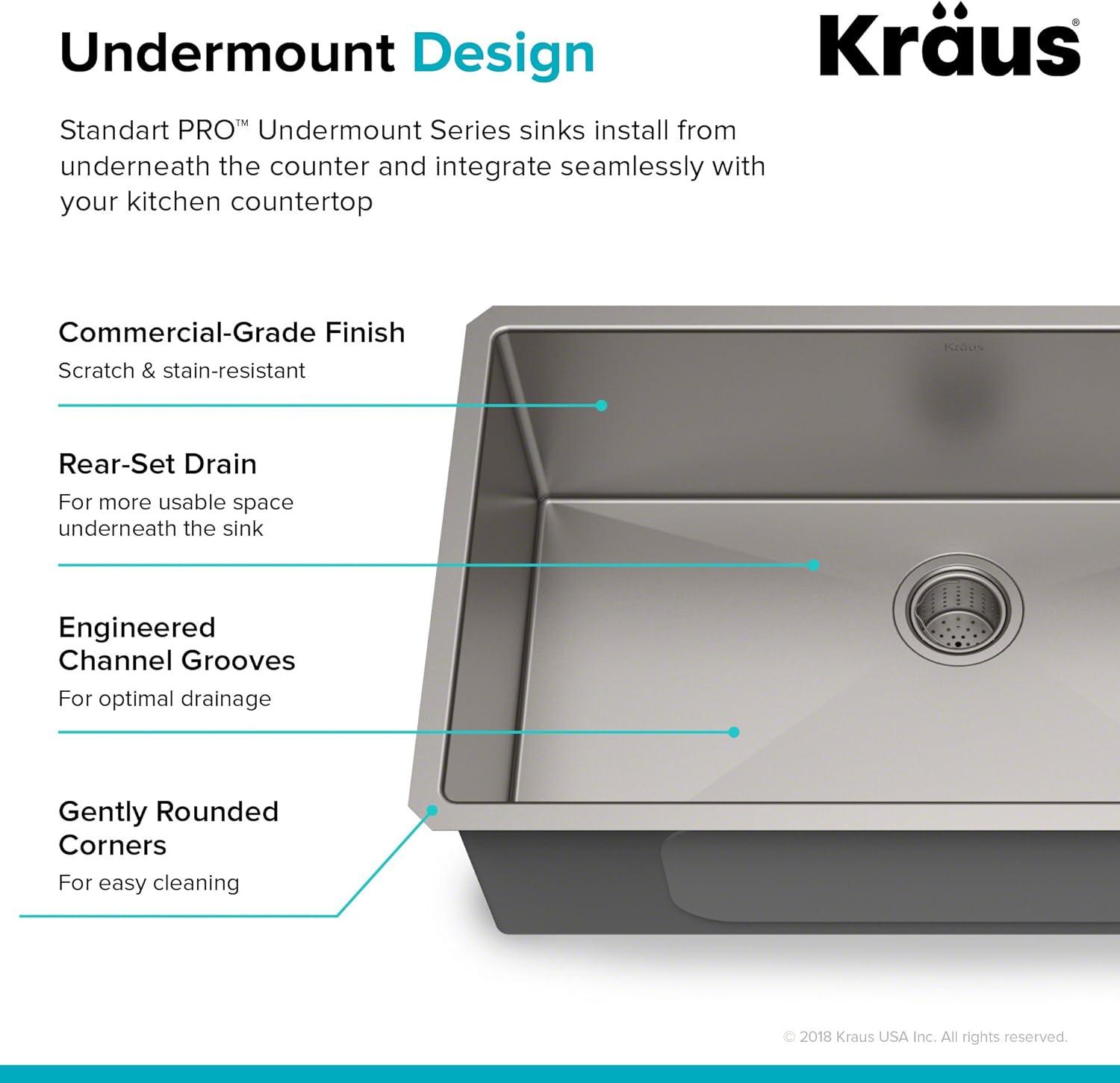 KRAUS Standard PRO™ Gauge Undermount Kitchen Sink with WasteGuard™ Garbage Disposal