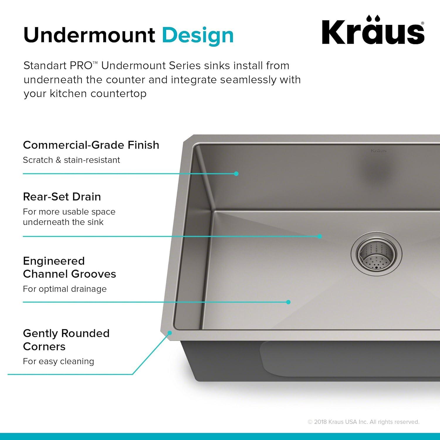 KRAUS Standard PRO™ Gauge Undermount Kitchen Sink with WasteGuard™ Garbage Disposal