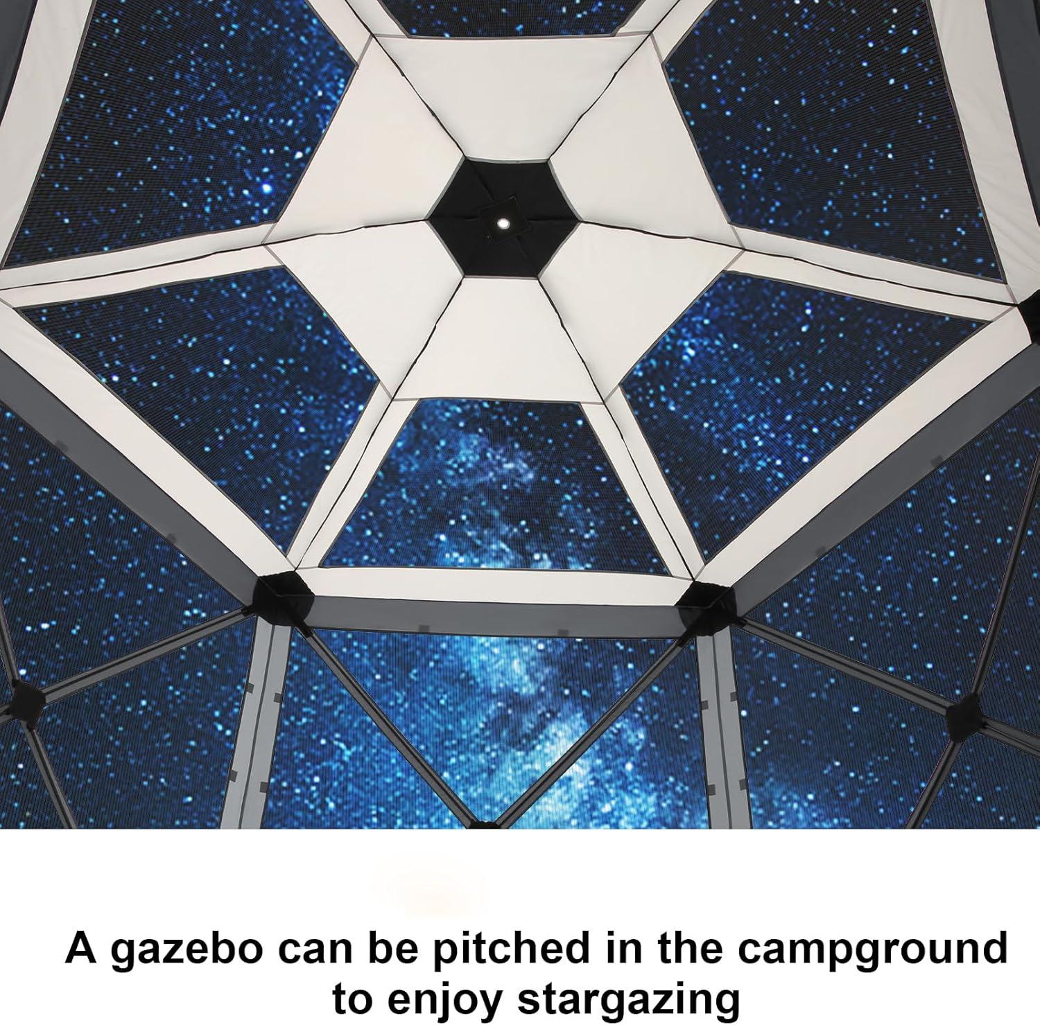 COBIZI Pop Up Gazebo Starry Sky Screen Tent Screen House with a mesh top for Camping, 12x12 Screen Room with Mosquito Netting, Hub Tent Instant Screened Canopy with Carrying Bag, Gray