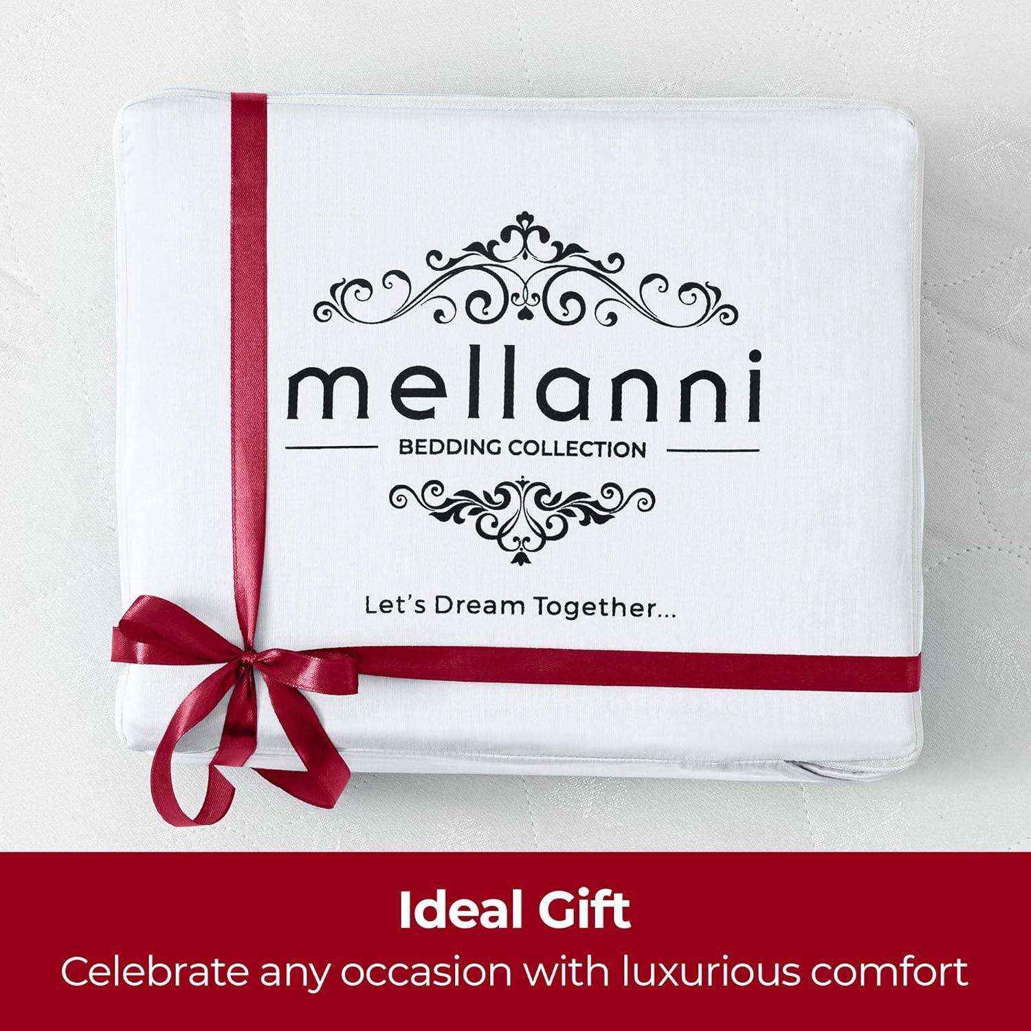 Mellanni 4 Piece 100% Cotton Bed Sheet Set, 400 Thread Count, Deep Pocket, California King - White