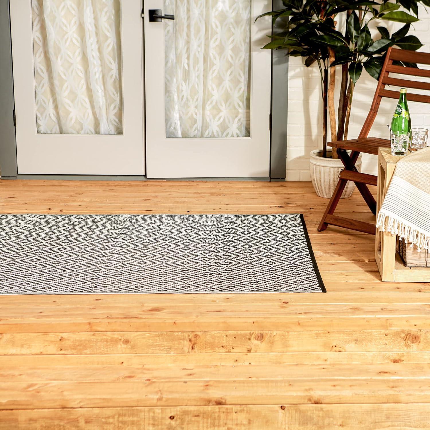 DII Reversible Indoor/Outdoor Diamond Woven Rug, 4x6', Aqua