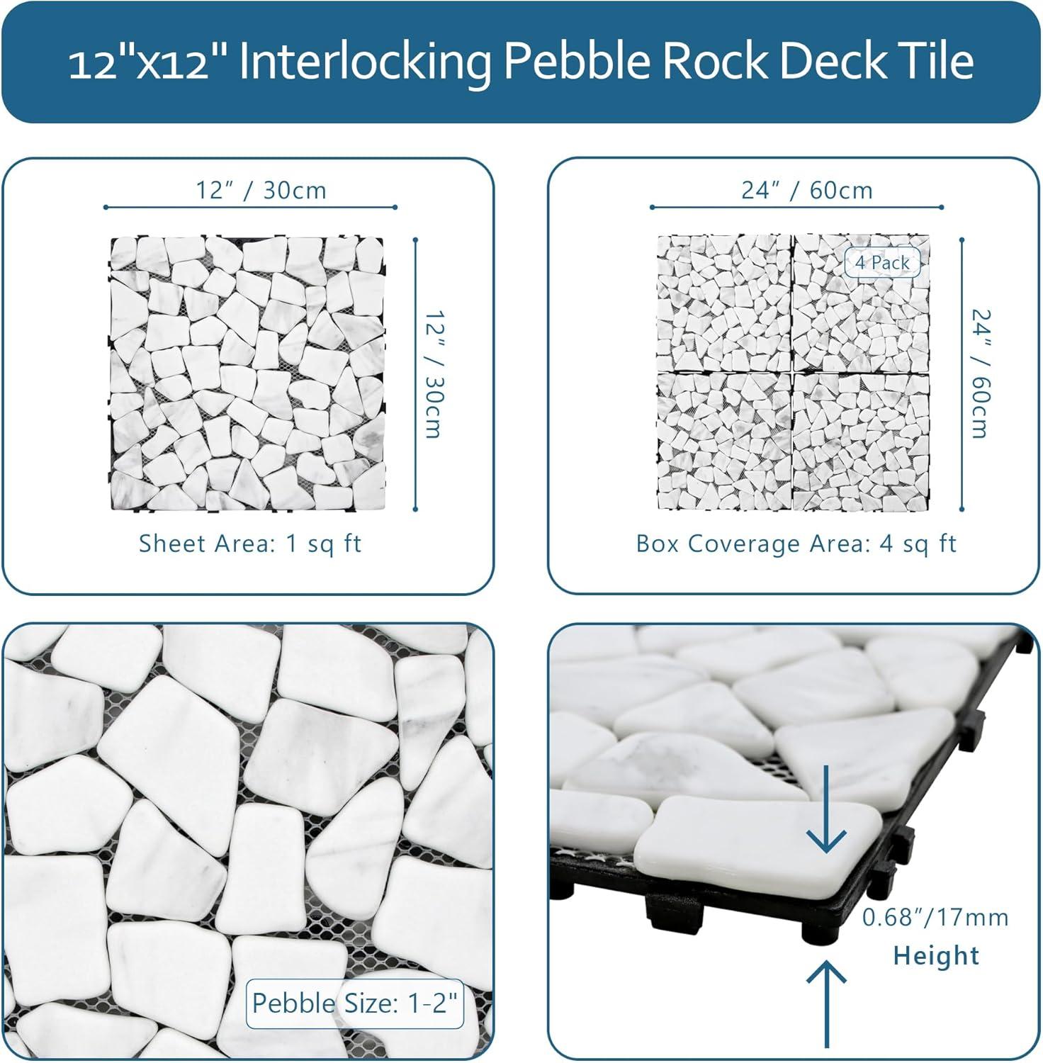 12'' L x 12'' W Stone Interlocking Deck Tile