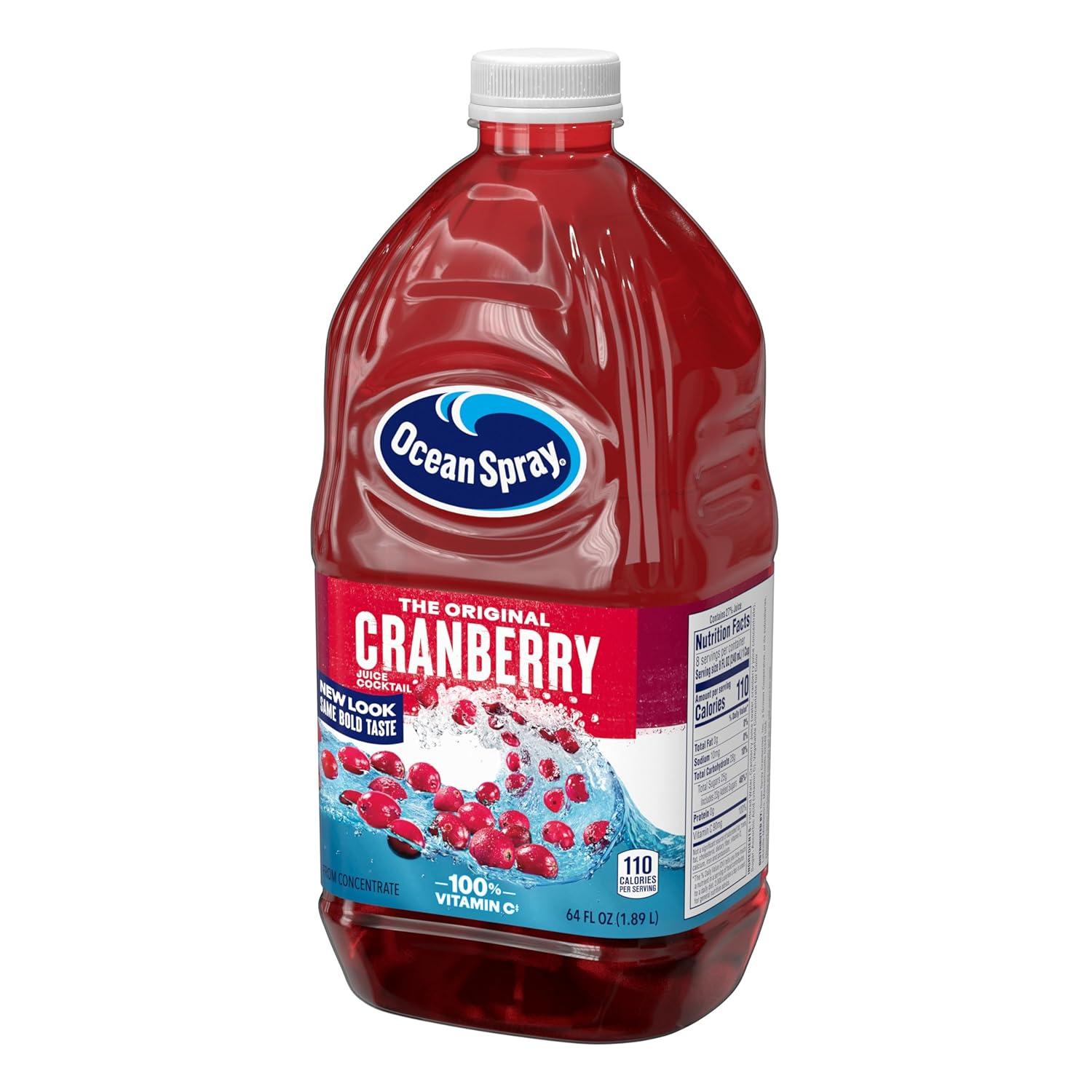 Ocean Spray Cranberry Cocktail Drink with Calcium, 64-Ounce Bottles (Pack of 8)