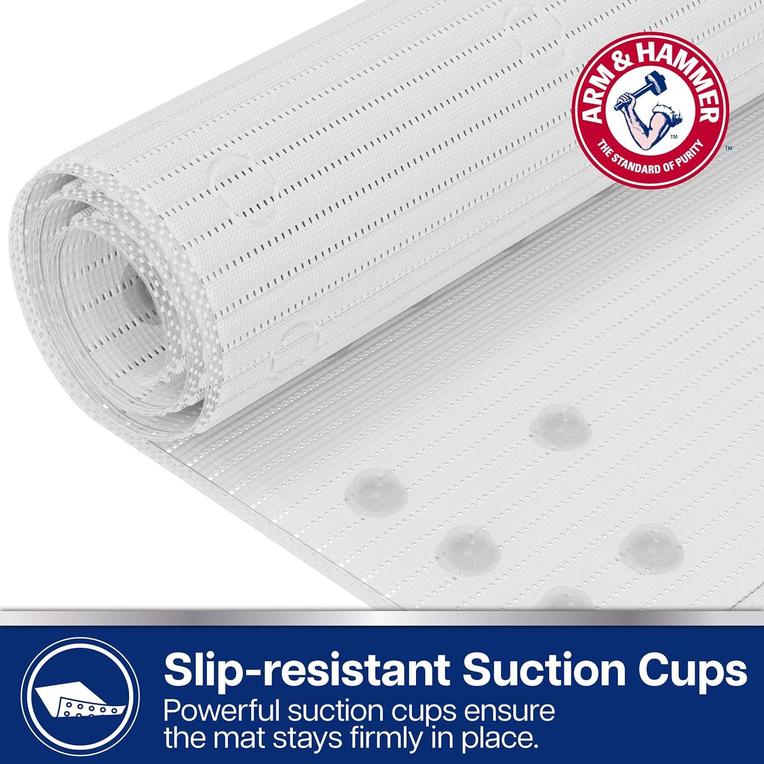 Arm & Hammer Comfort Touch Performance Foam Non-Slip Bath Mat for Showers and Tubs, 17 x 40, White