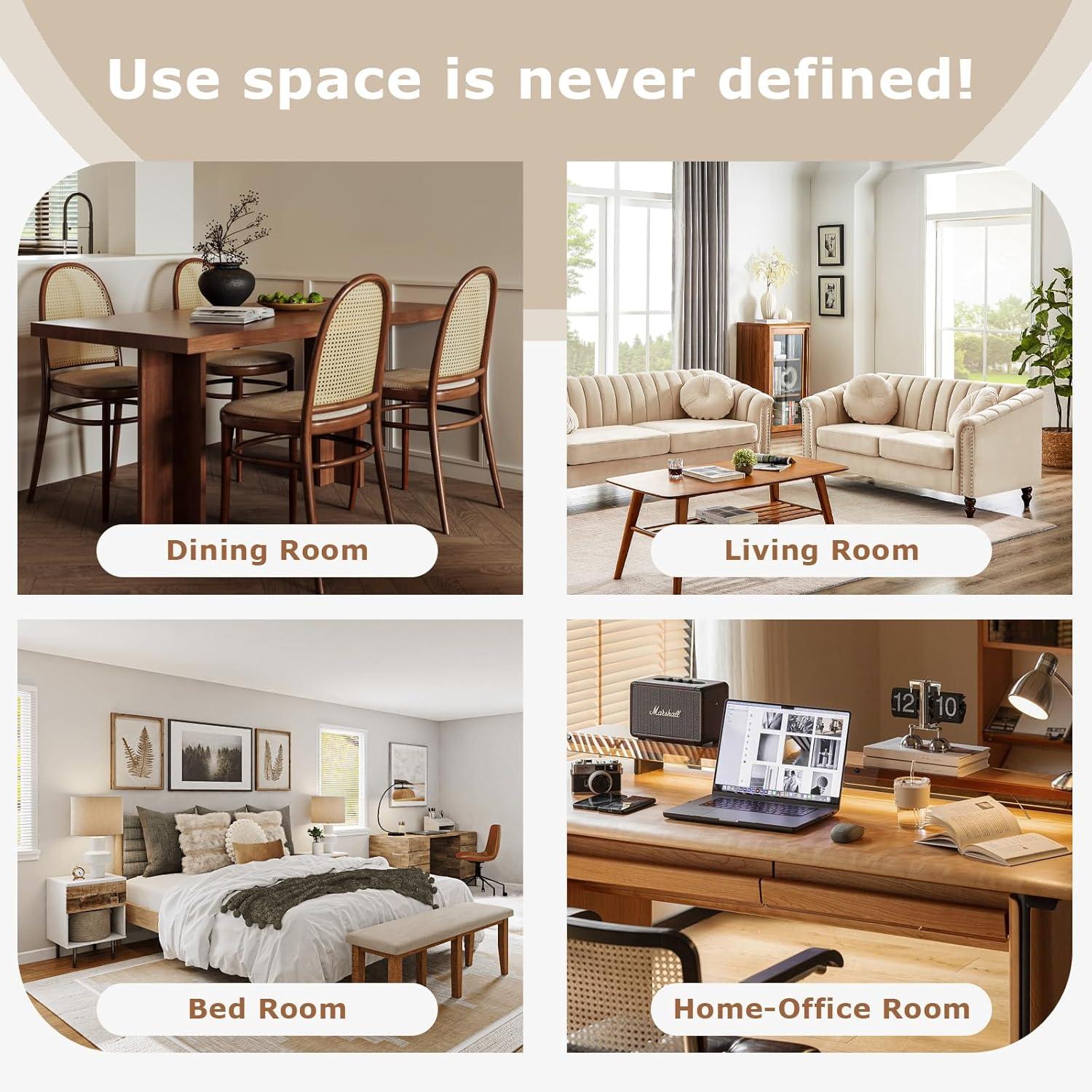 SoarFlash Velvet Dining Chairs Set of 4, Tall Back Side Chair, Modern Upholstered High-end Tufted Side Chair with Button Back Ring, Solid Wood Legs (Beige)