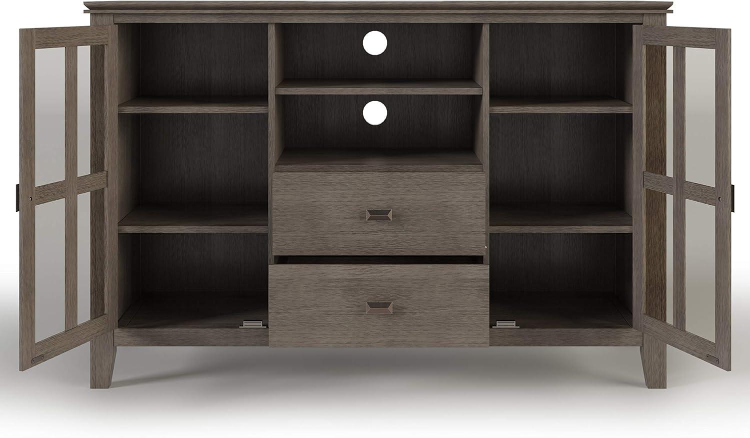 Simpli Home Artisan 53"W Solid Wood Contemporary Tall TV Stand for TVs up to 60" with Adjustable Shelves