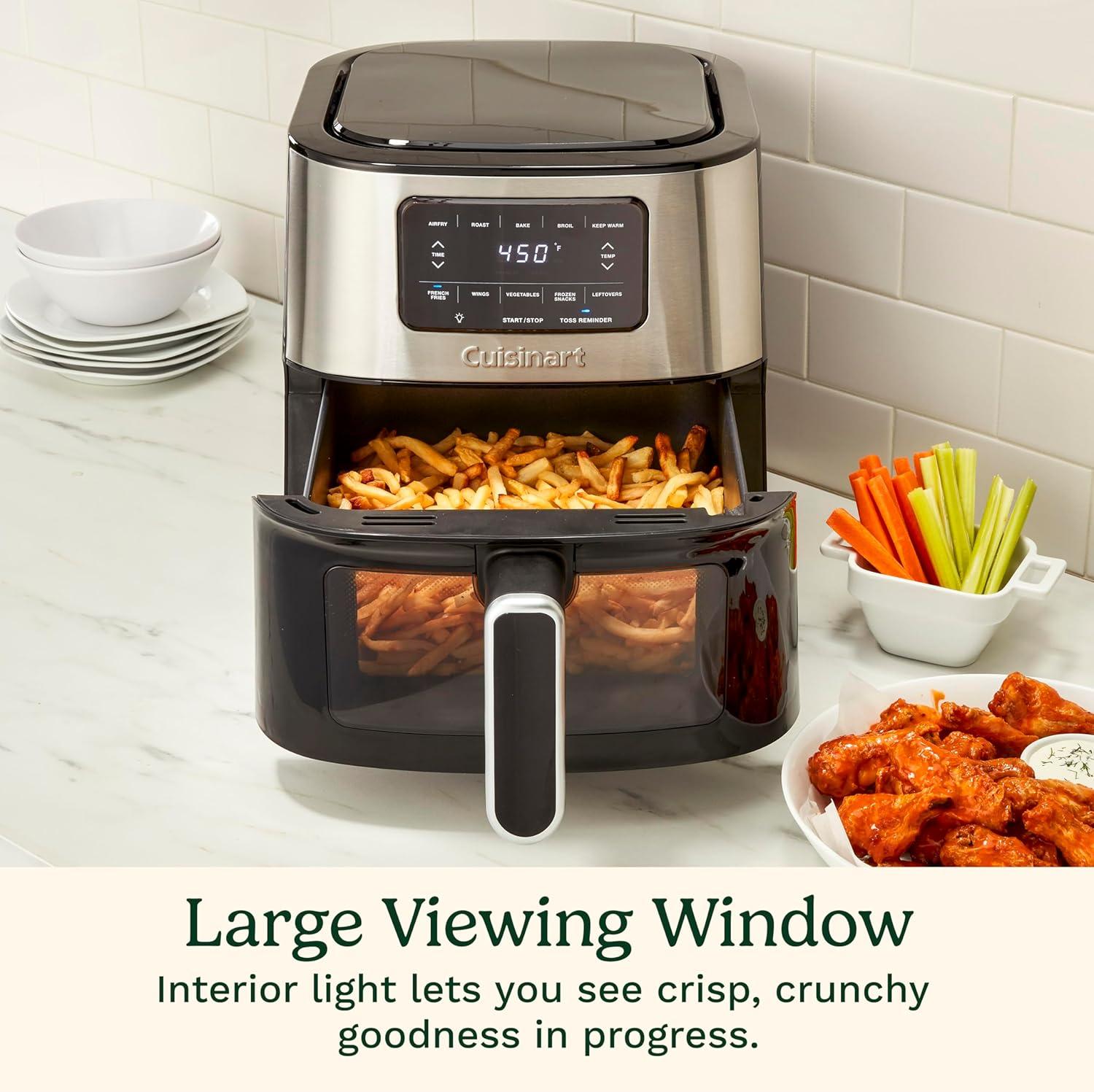 Cuisinart 6qt Basket Stainless Steel AirFryer AIR-200: Digital Control, 1800W, Automatic Shut-Off, Dishwasher-Safe Parts