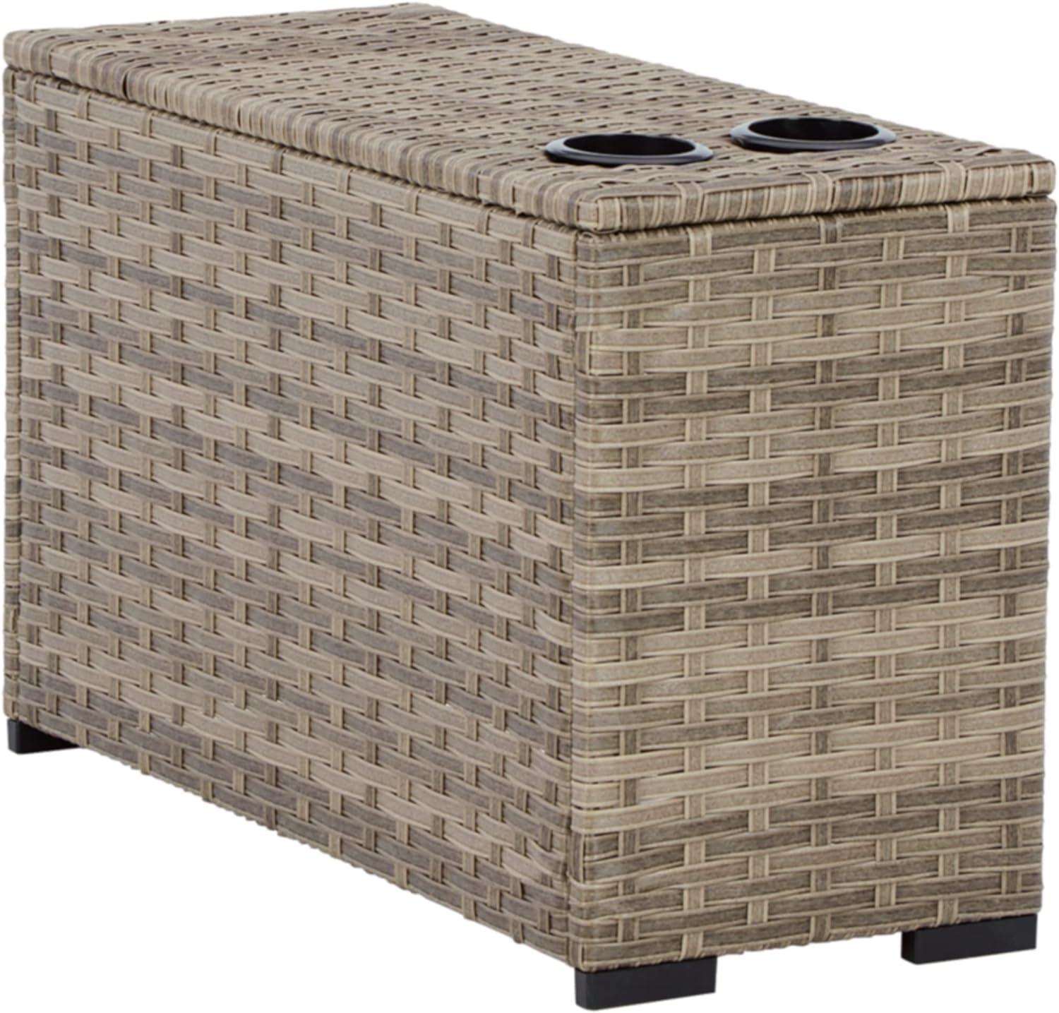 Beige Handwoven Wicker Stationary Outdoor Sofa Set