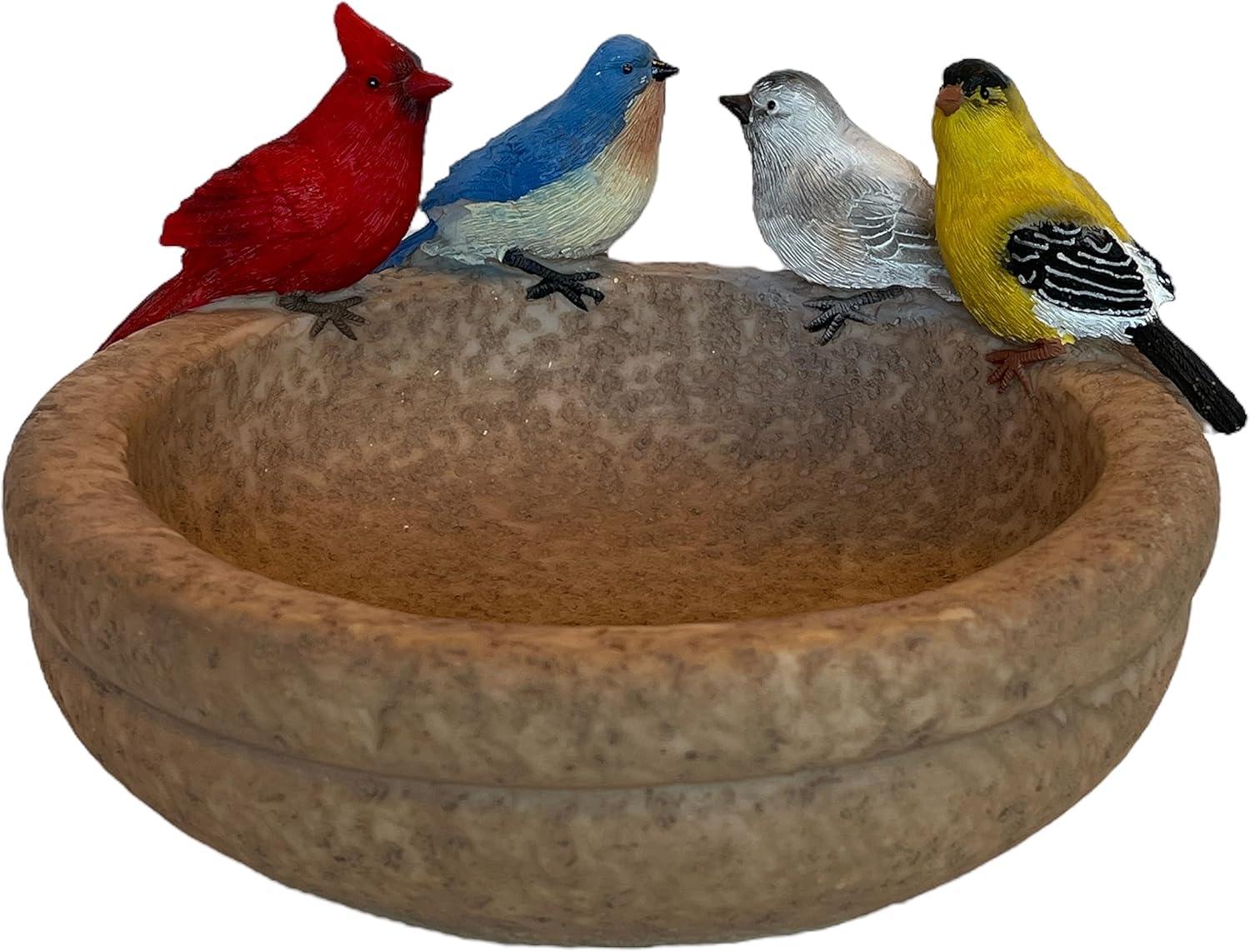 Gift Essentials Bird Bath and Bird Feeder, Backyard Birds Resin Platform Bird Feeder