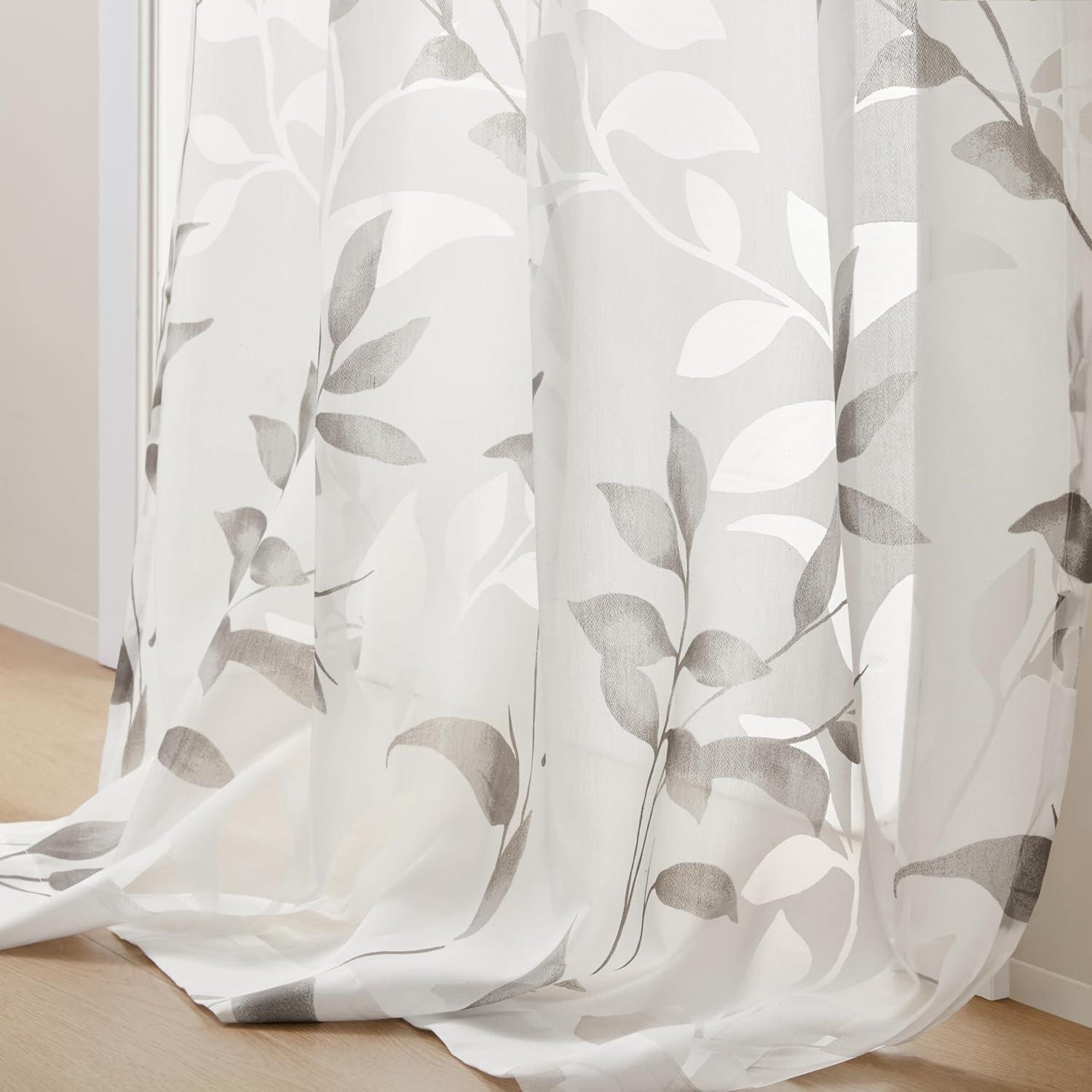 Madison Park Cecily Floral Printed Burnout Sheer Grommet Single Curtain Panel