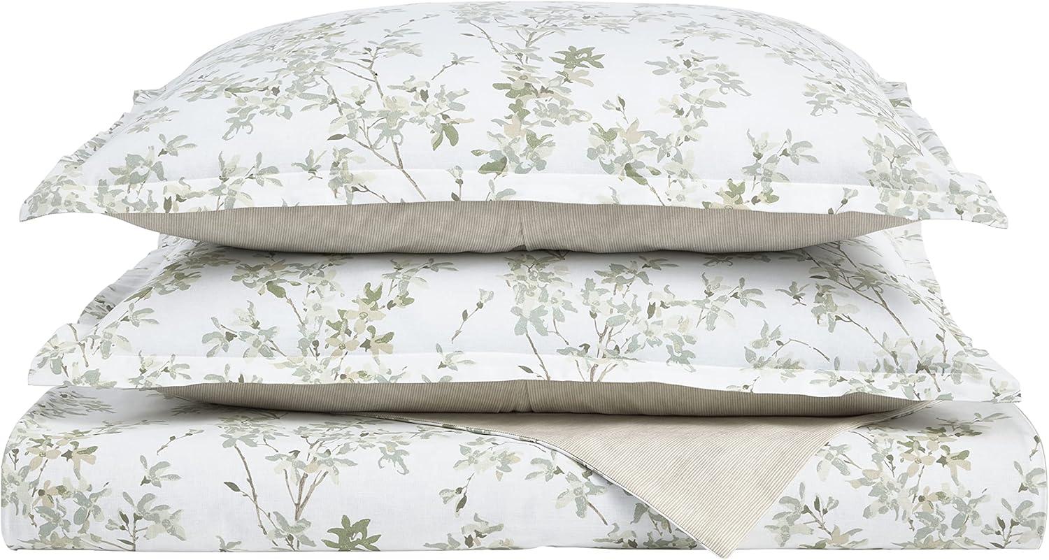 Laura Ashley Lindy Green Cotton Reversible Duvet Cover Set