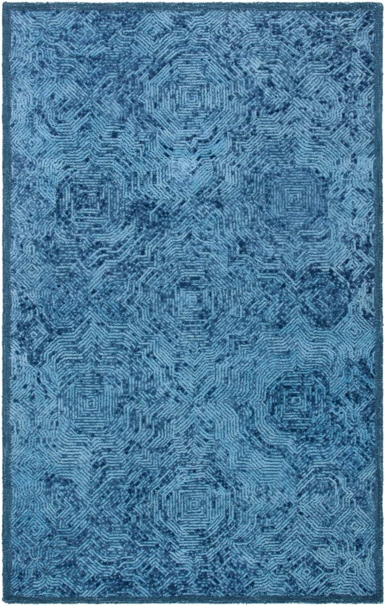 Handmade Dark Blue Wool 4' x 6' Tufted Area Rug