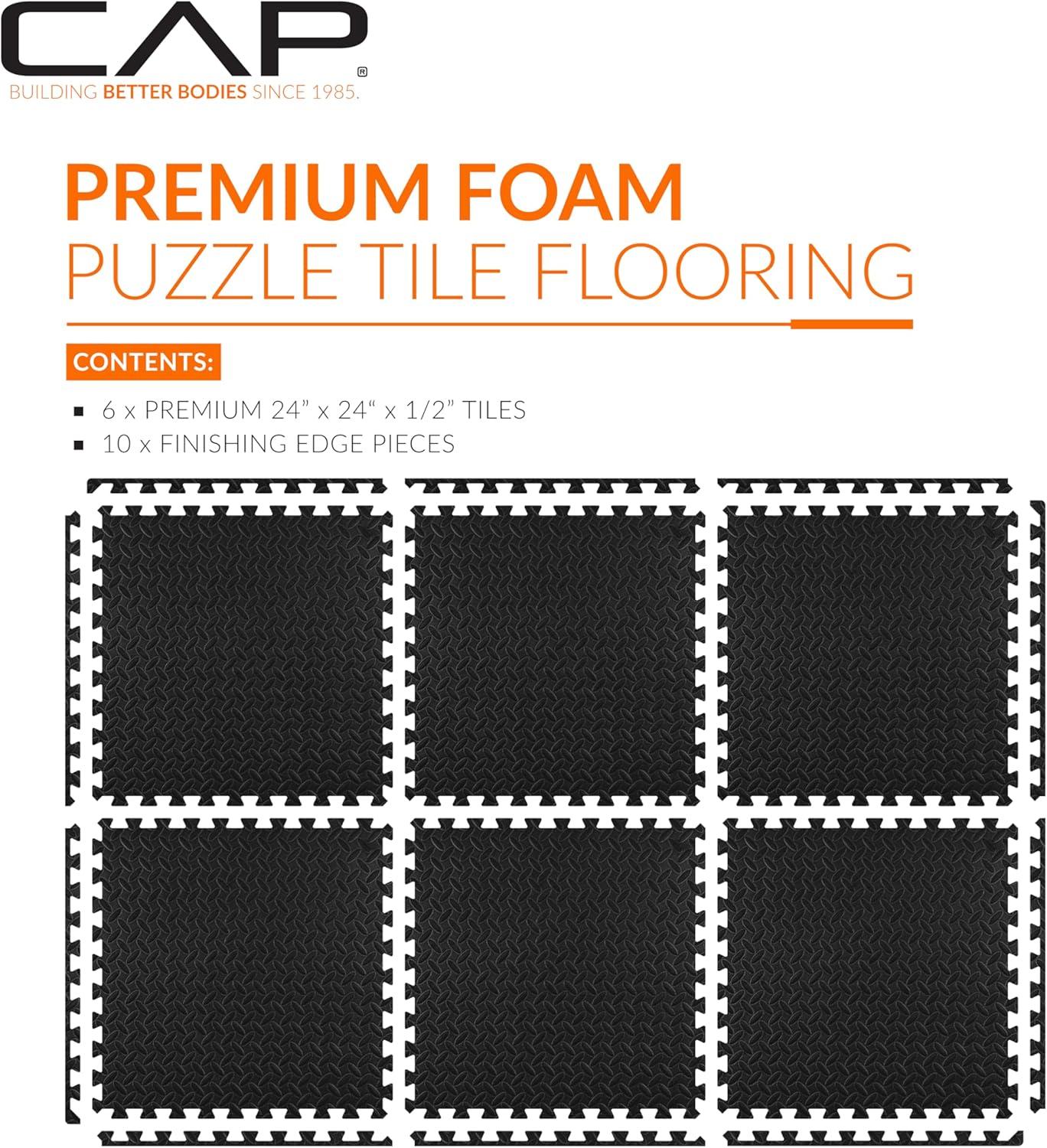CAP Interlocking Exercise Foam Mats, 24 SQ.FT Diamond, TATAMI, T-Pattern 1/2-Inch Thickness Tiles