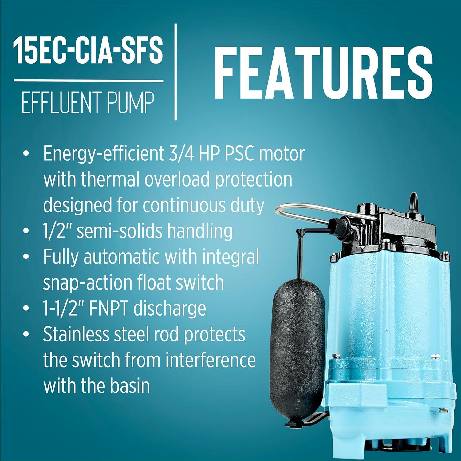 Blue Cast Iron 3/4 HP Effluent Sump Pump with Float Switch