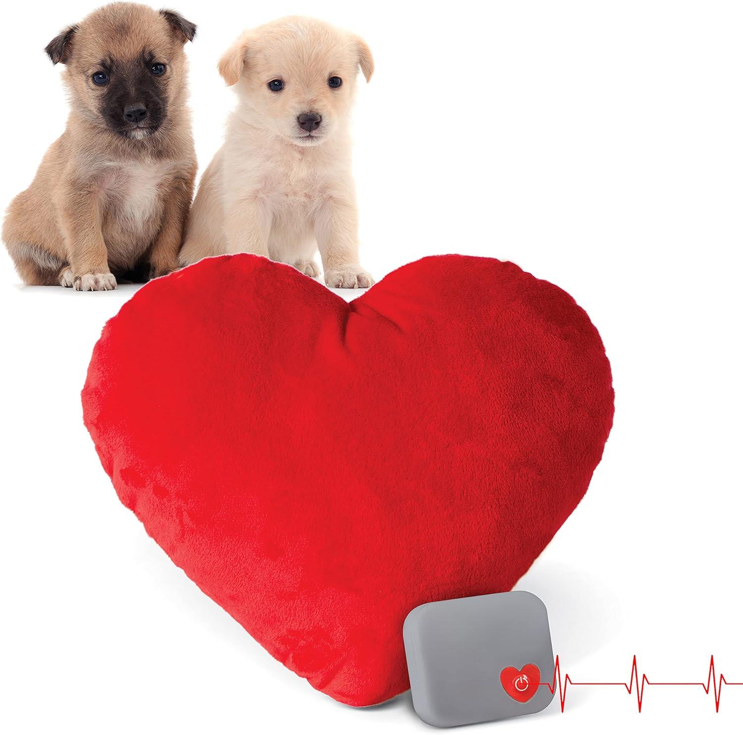 K&H Pet Products Mother's Heartbeat Calming Dog Toy Heart Pillow Red Medium Breed Heartbeat 8 Inch
