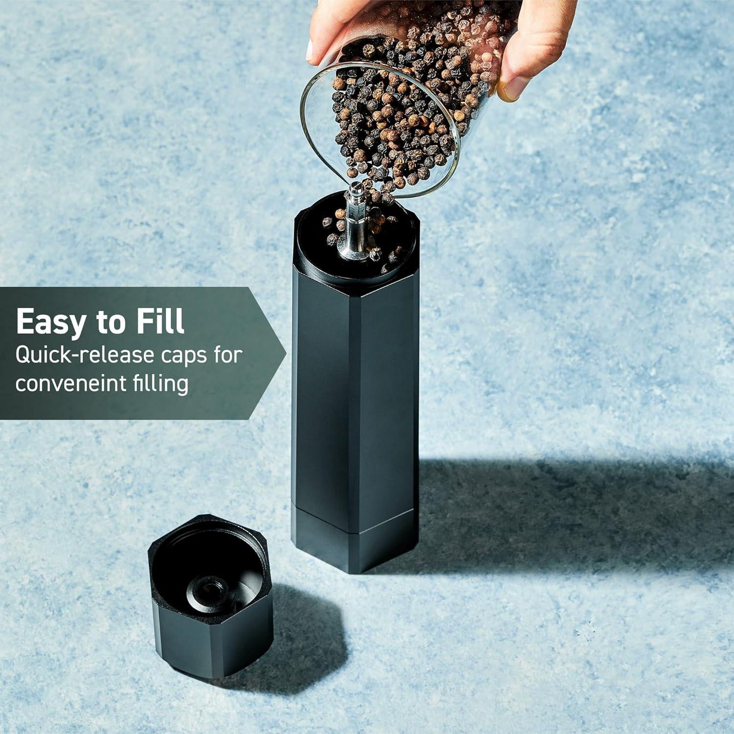 HexClad Matte Black Aluminum Adjustable Pepper Grinder