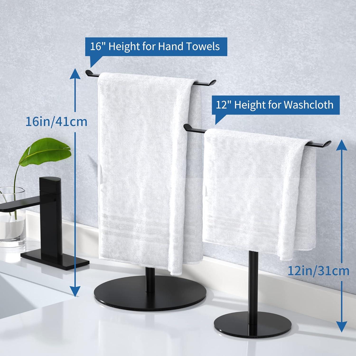 Hand Towel Holder For Bathroom, T-Shape Towel Rack Free-Standing, Highweight Base Bathroom Towel Rack, Stainless Steel Hand Towel Stand, Bathroom Organizer Countertop