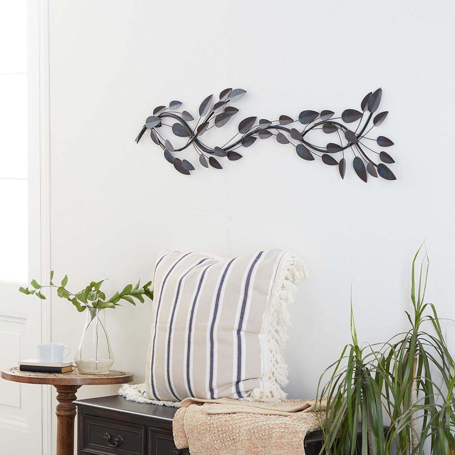 DecMode Brown Metal Leaf Wall Decor