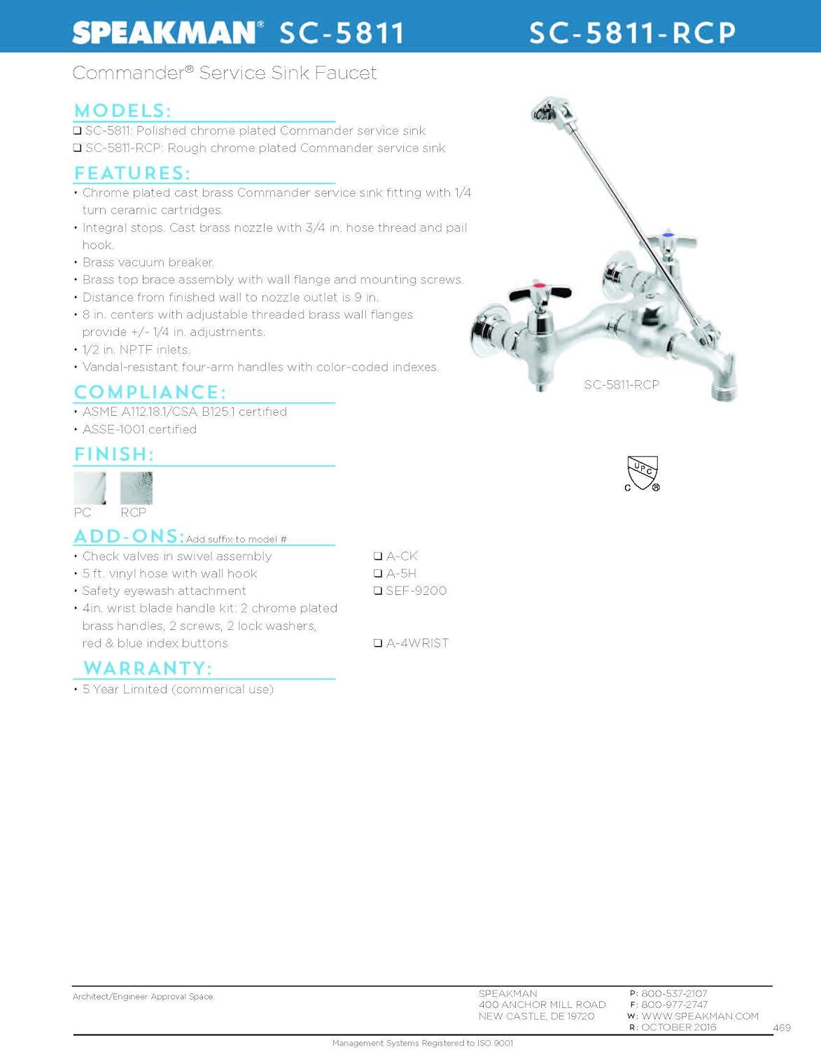 Commander Chrome Service Sink Faucet with 5-Year Warranty