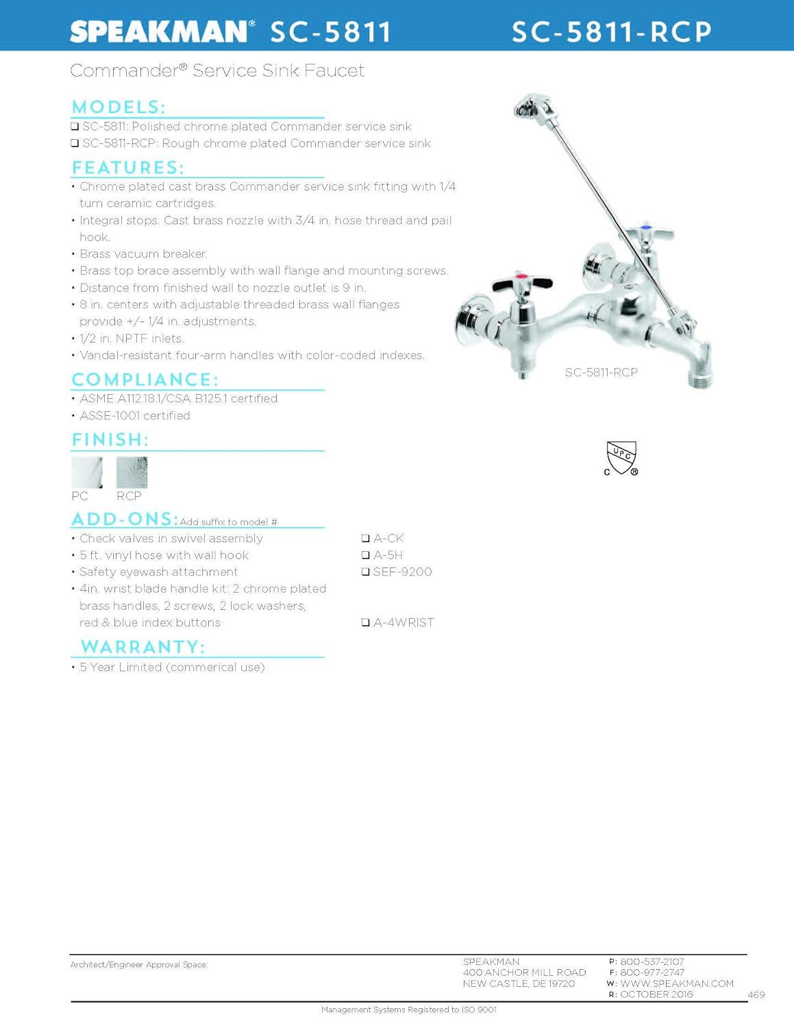 Commander Chrome Service Sink Faucet with 5-Year Warranty