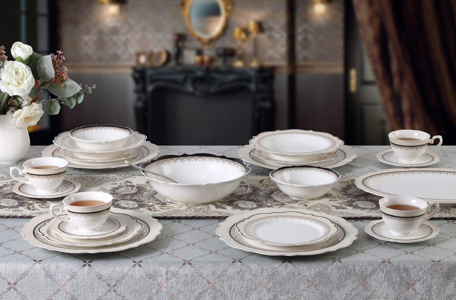 Elisa Glossy White Porcelain Dinnerware Set, Service for 8