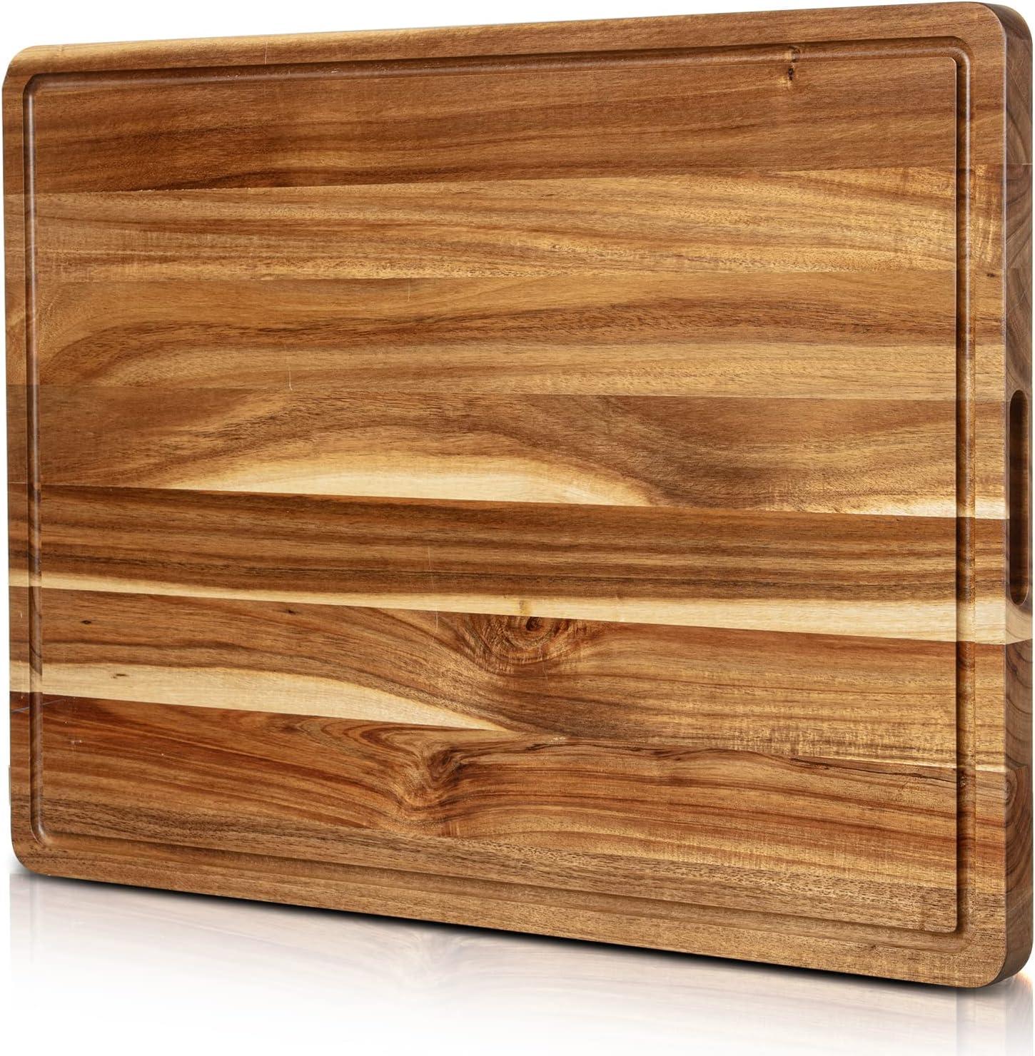 Extra Large Acacia Wood Reversible Cutting Board with Handles