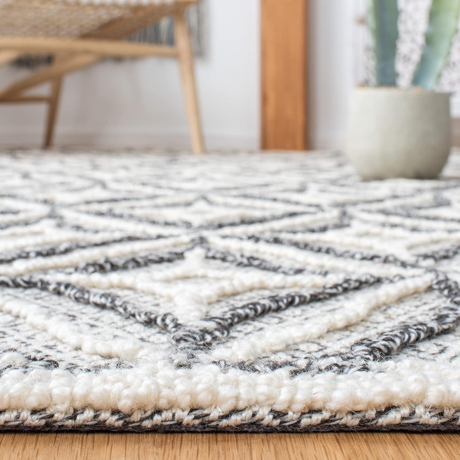 Trace TRC212 Hand Tufted Area Rug - Grey/Black - 6'x6' - Safavieh.