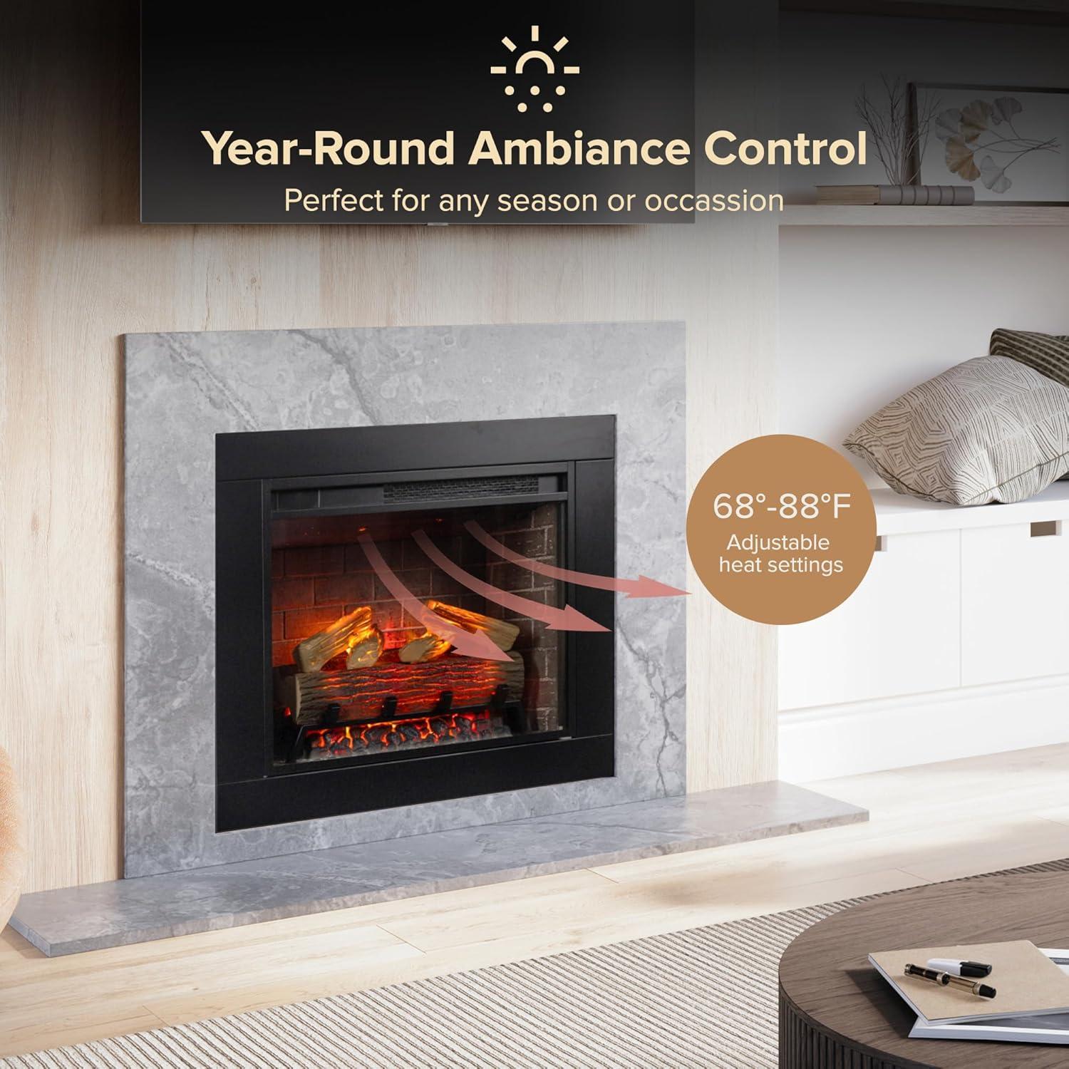 Uptown 33" Infrared Electric Fireplace Insert Heater with Trim Kit, Compatible with Alexa & Google, Remote Control