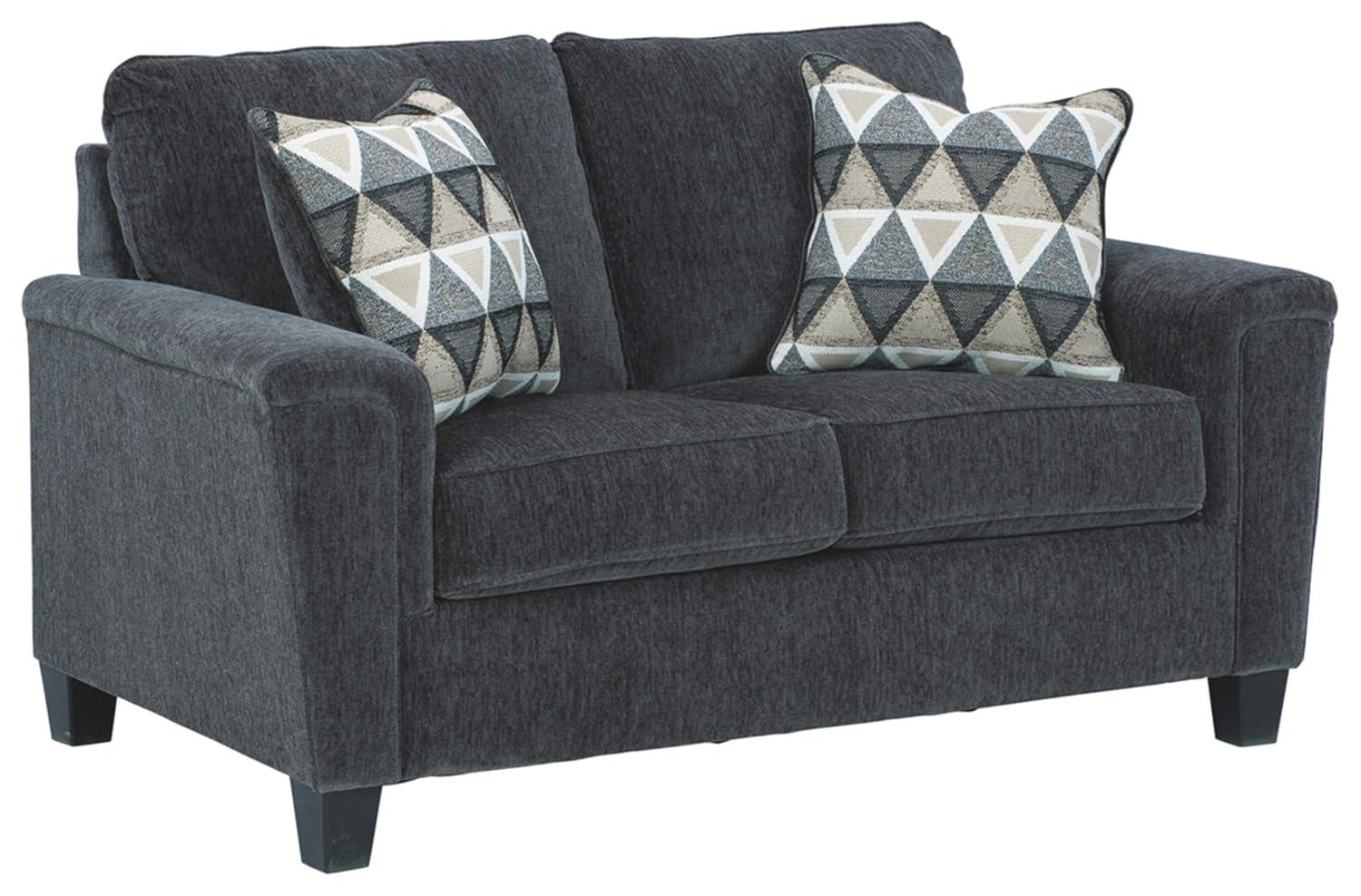 Gray Chenille Track Arm Loveseat with Removable Cushions